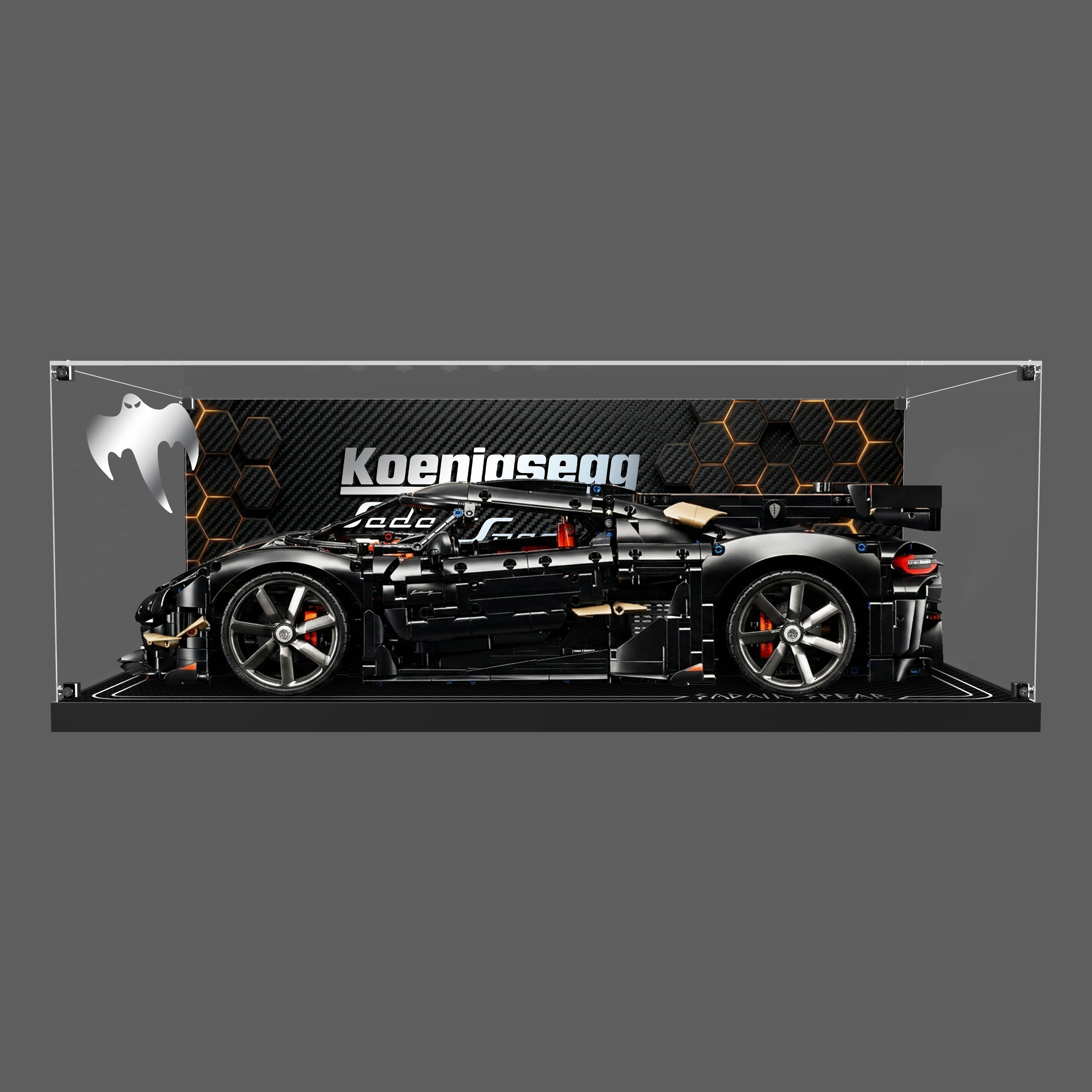 LED Light Acrylic Display Case for LEGO® Technic 42232 Koenigsegg Sadair's Spear Megacar (LEGO® Set Not Included).