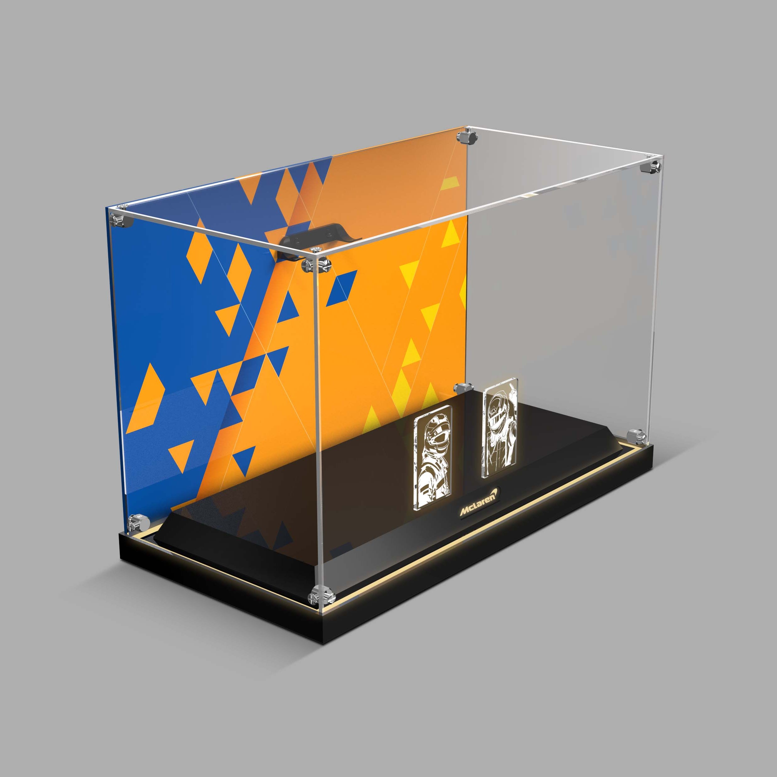 LED Light Acrylic Display Case for LEGO® Editions 43017 Oscar Piastri & 43023 Lando Norris McLaren F1® Team Helmet (LEGO® Set NOT Include)