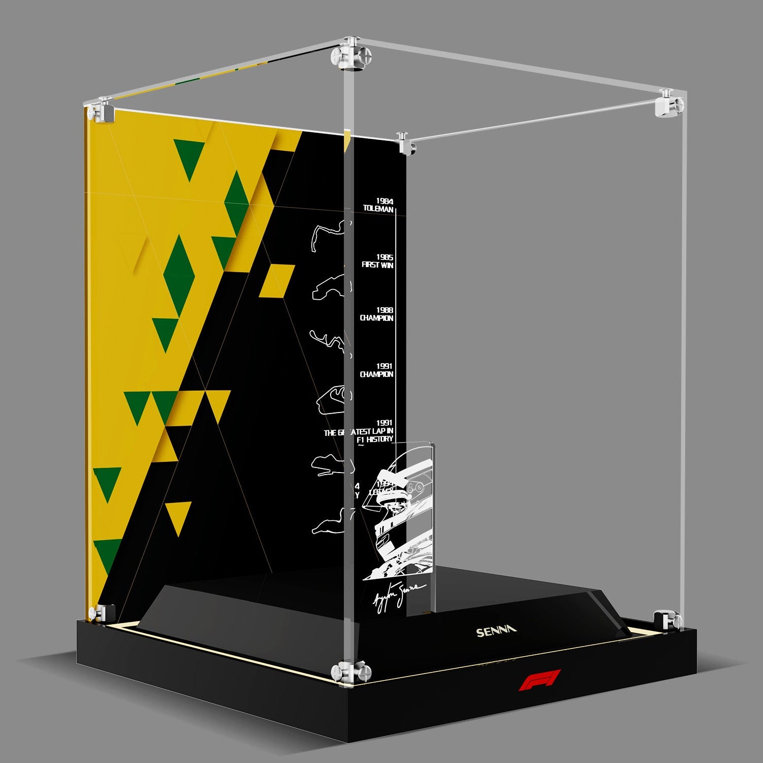 LED Light Acrylic Display Case for LEGO® Editions 43024 Ayrton Senna Helmet (LEGO® Set NOT Included)