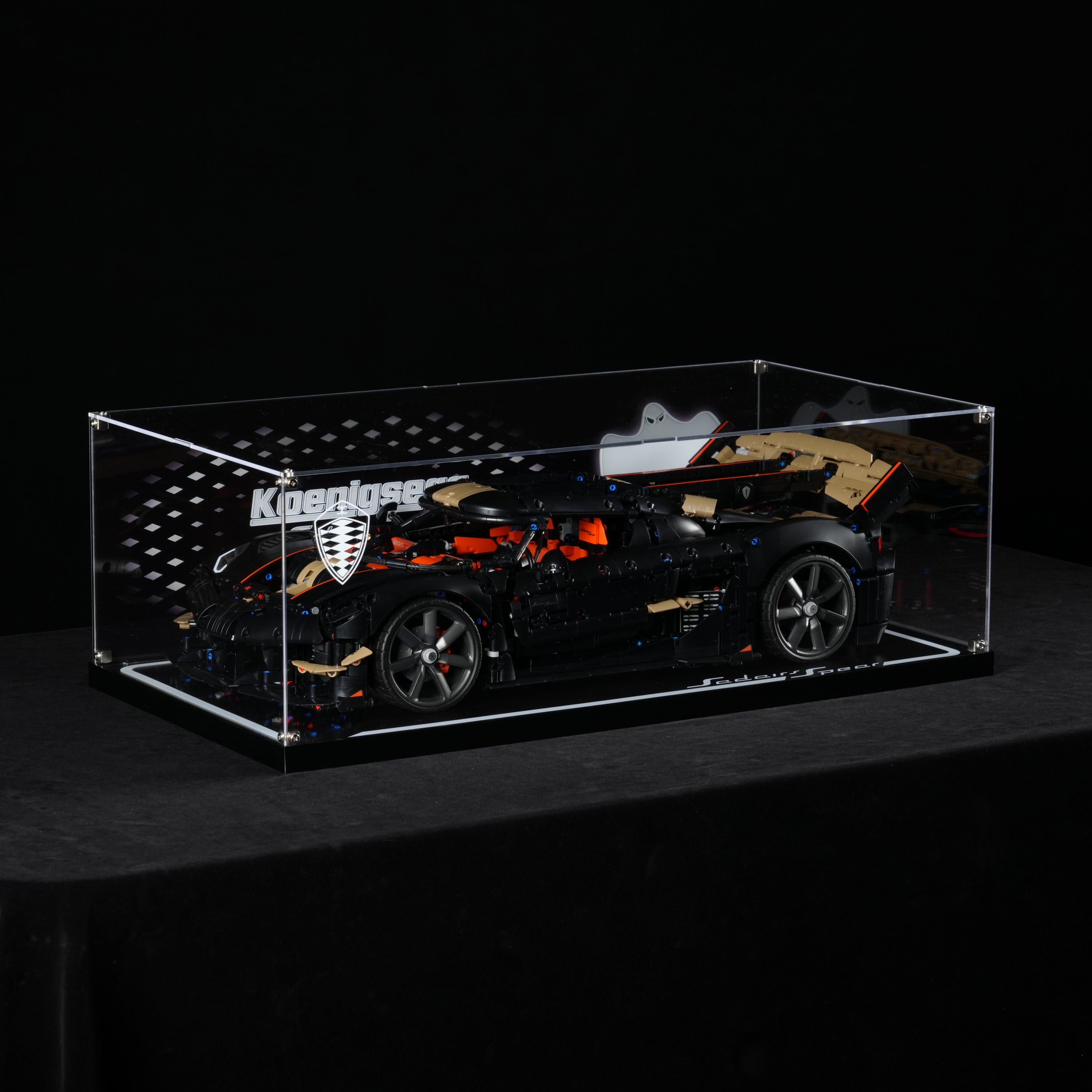 LED Light Acrylic Display Case for LEGO® Technic 42232 Koenigsegg Sadair's Spear Megacar (LEGO® Set Not Included).