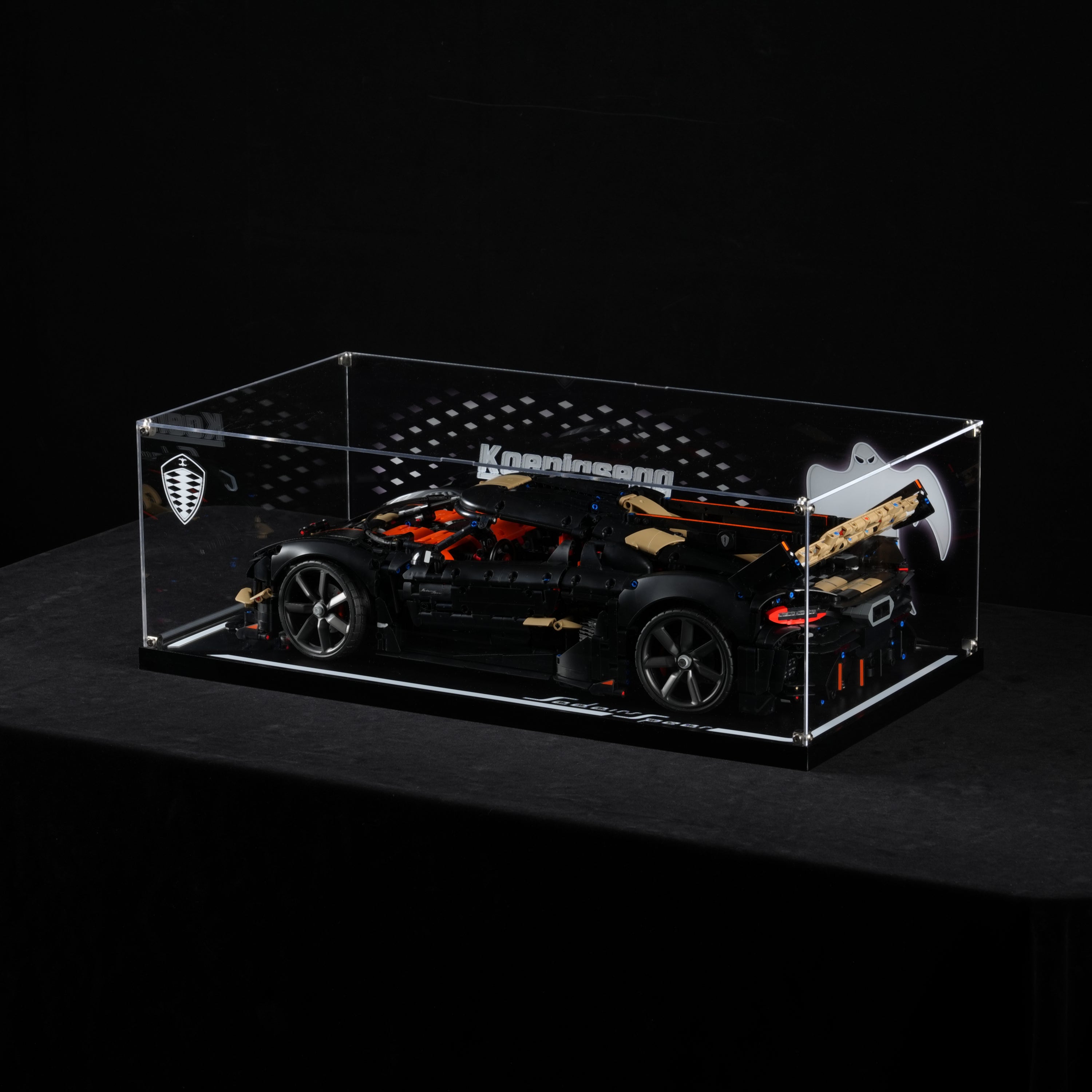 LED Light Acrylic Display Case for LEGO® Technic 42232 Koenigsegg Sadair's Spear Megacar (LEGO® Set Not Included).