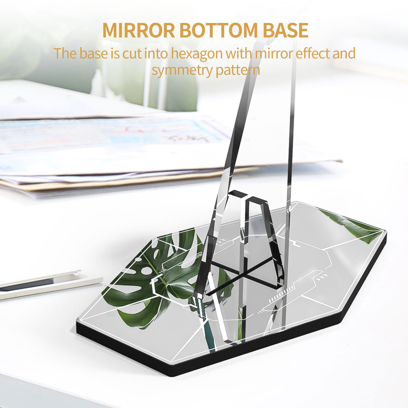Universal Acrylic Display Stand with Mirror Base for LEGO® Star Wars Spaceship (LEGO® Set NOT Included)