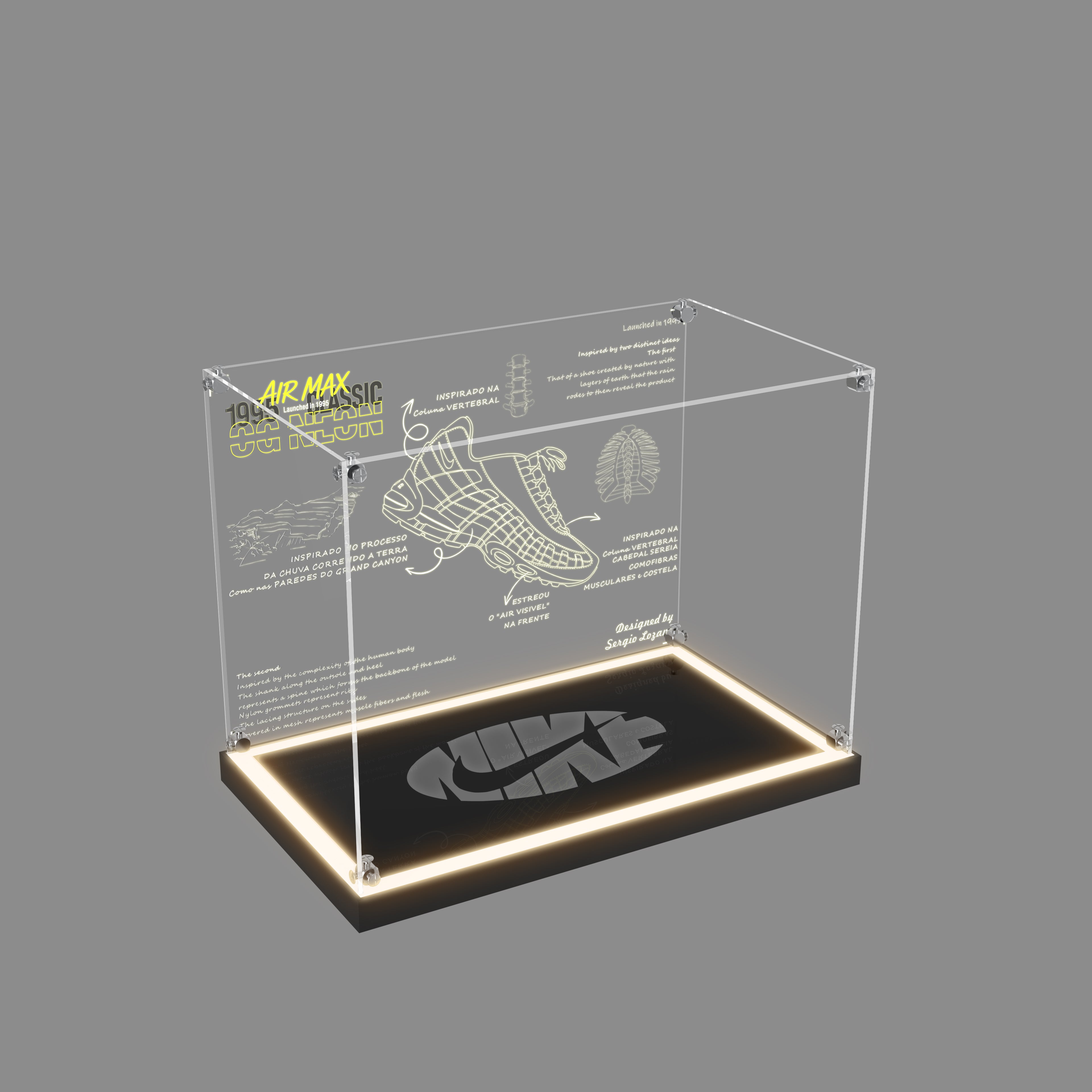 LED Light Acrylic Display Case for LEGO® Nike 43025 Nike Air Max 95 (LEGO® Set NOT Include)