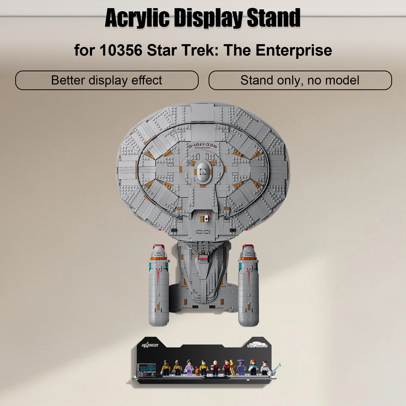 Acrylic Display Stand for LEGO® Icons 10356 Star Trek: U.S.S. Enterprise NCC-1701-D™ (LEGO® Set NOT Include)