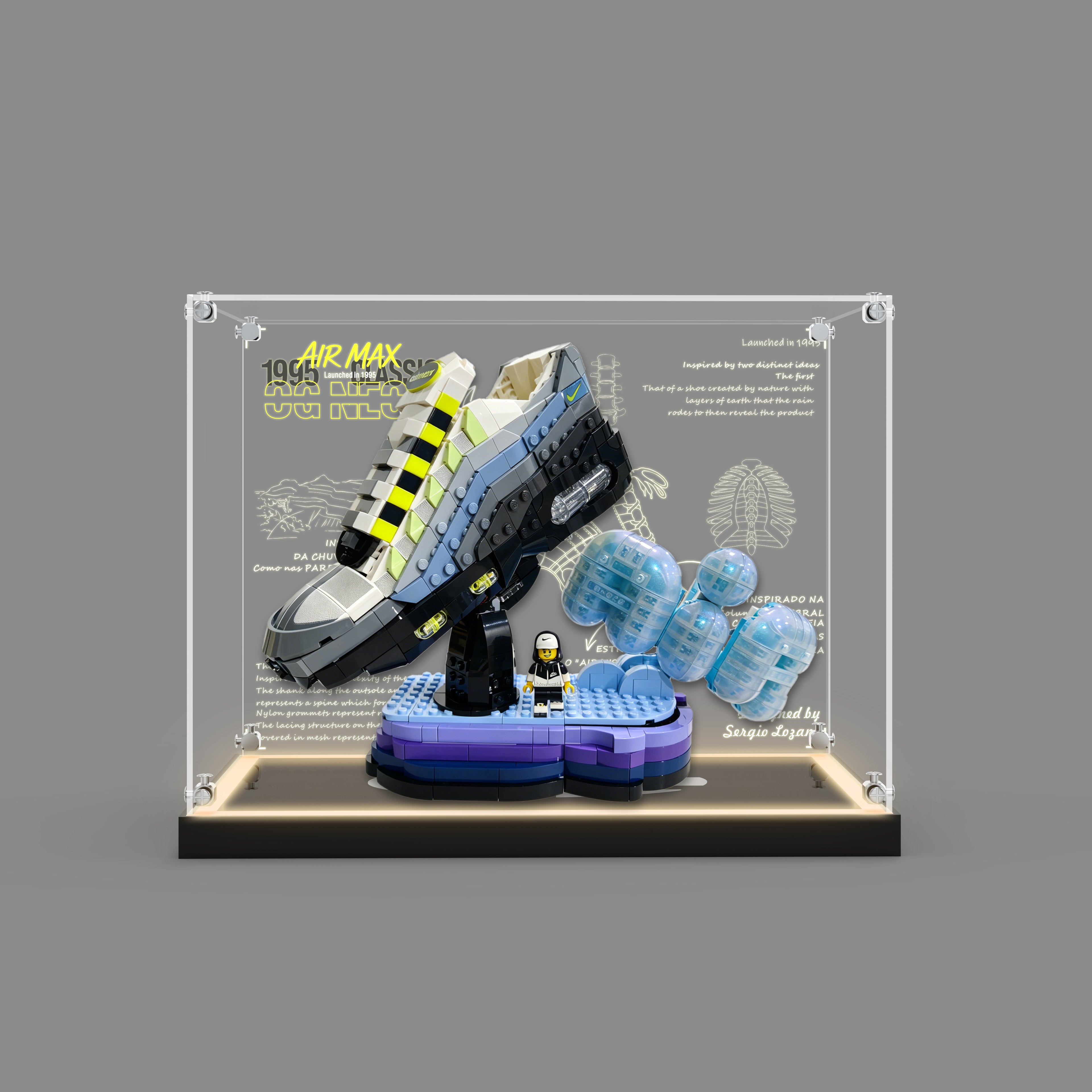LED Light Acrylic Display Case for LEGO® Nike 43025 Nike Air Max 95 (LEGO® Set NOT Include)