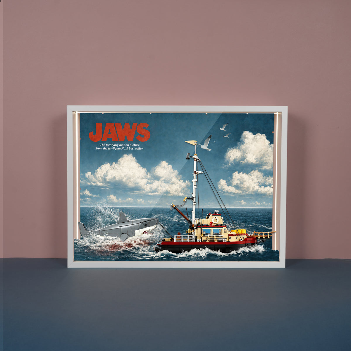 LED Light Display Wall Mount for LEGO® Ideas 21350 Jaws (LEGO® Set NOT Included)