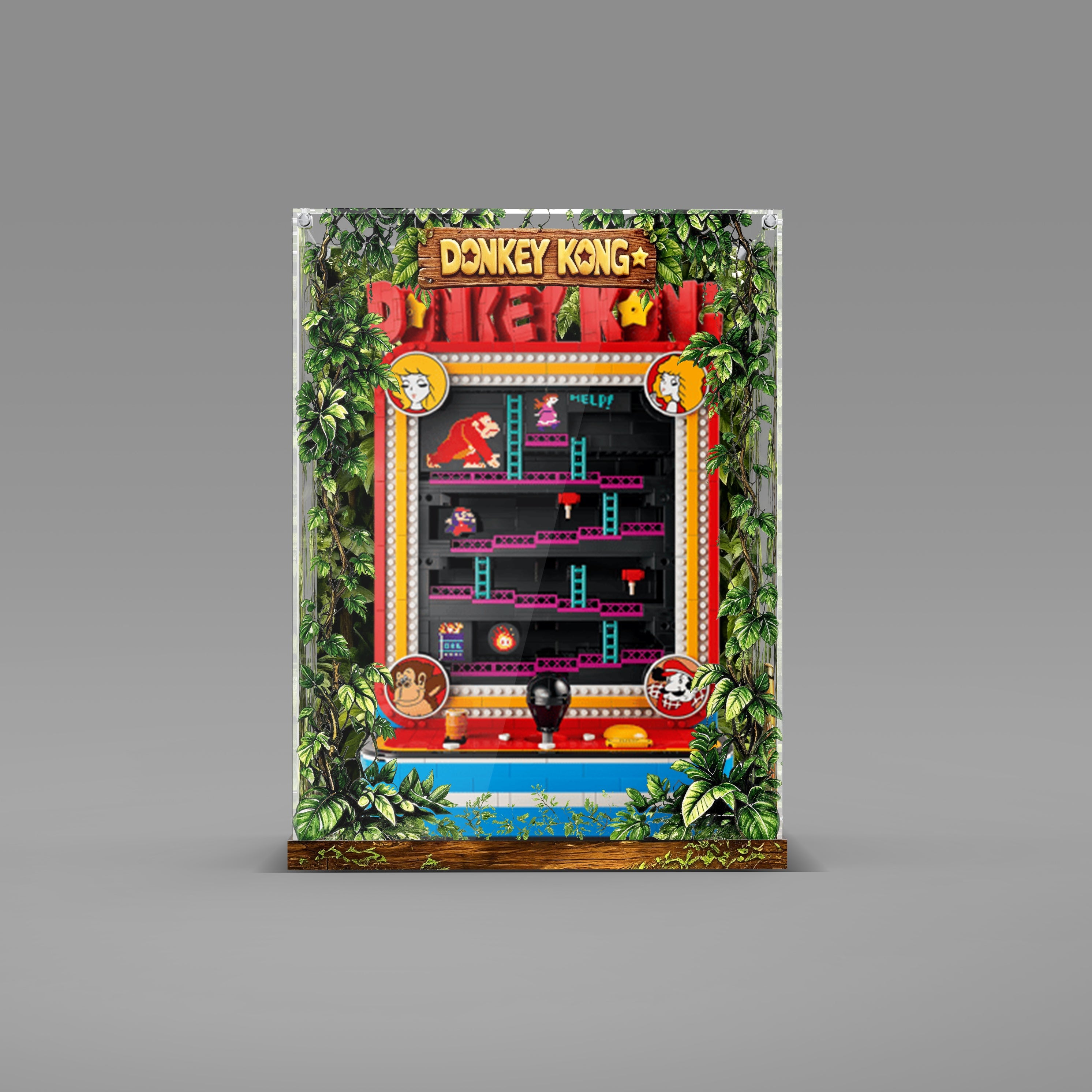 Acrylic Display Case for LEGO® Super Mario™ 72051 Donkey Kong™ Arcade (LEGO® Set Not Included)