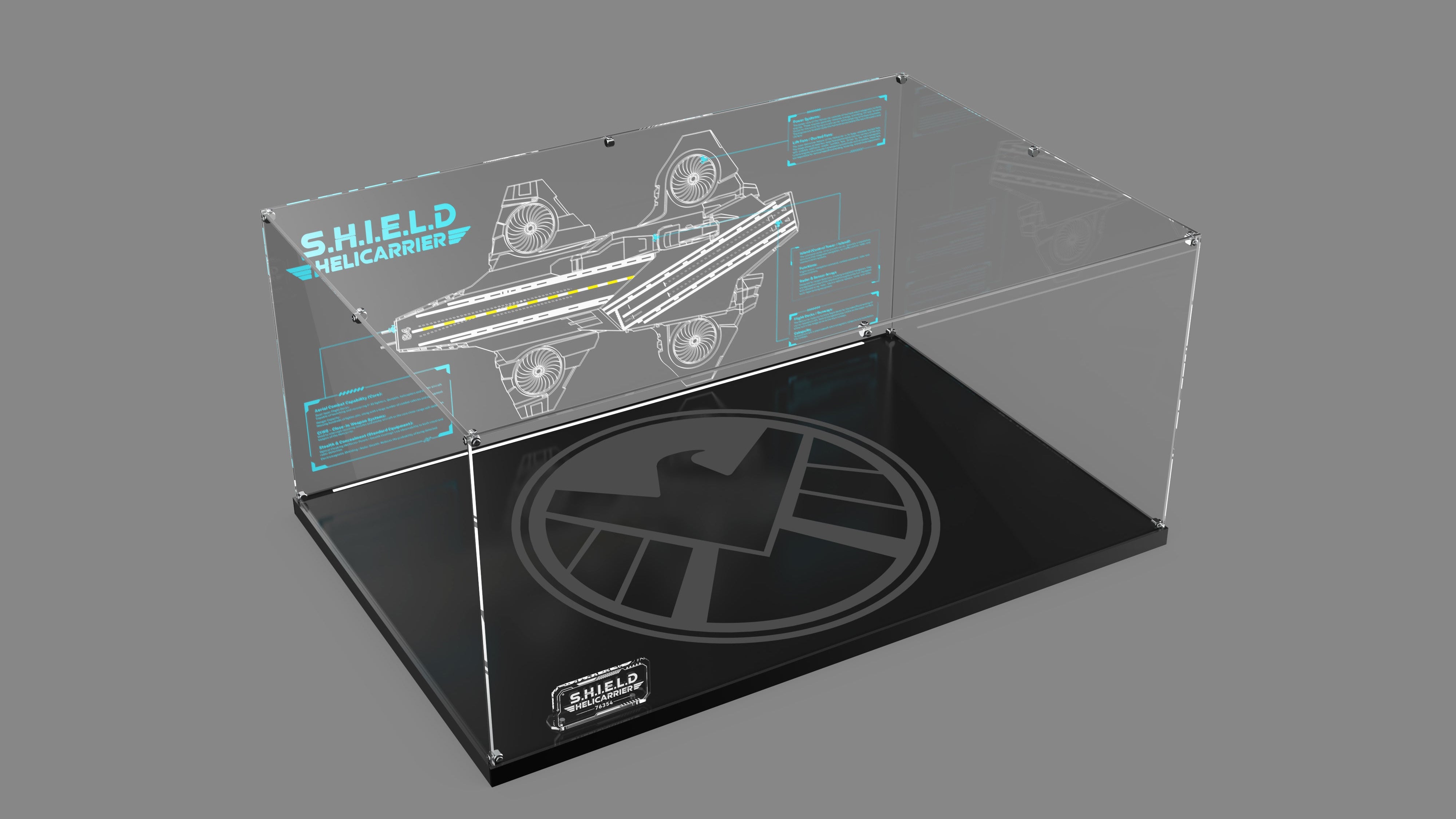 LED Light Acrylic Display Case for LEGO® Marvel 76354 S.H.I.E.L.D. Helicarrier (LEGO® Set Not Included).