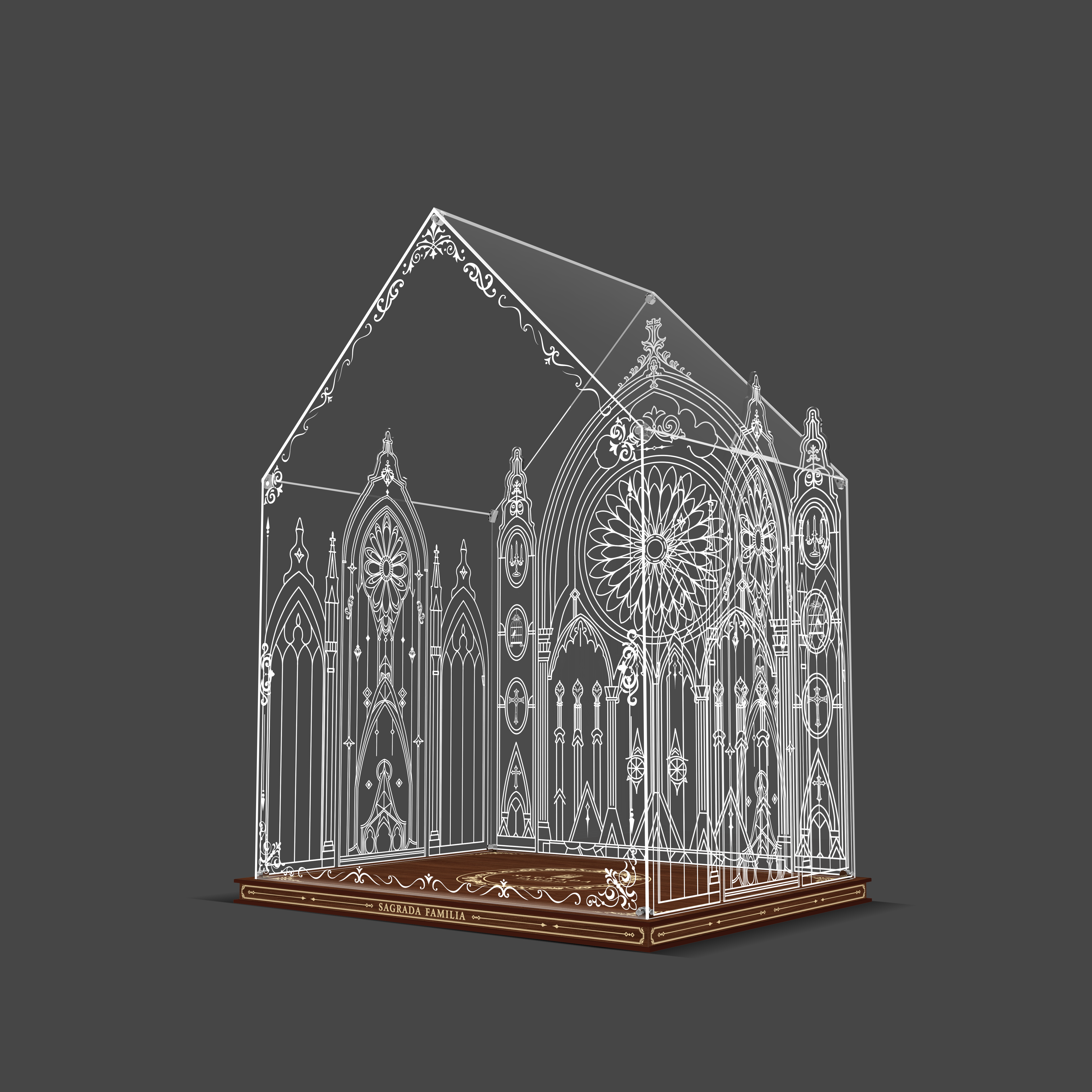 LED Light Acrylic Display Case for LEGO® Architecture 21065 Sagrada Família (LEGO® Set Not Included)