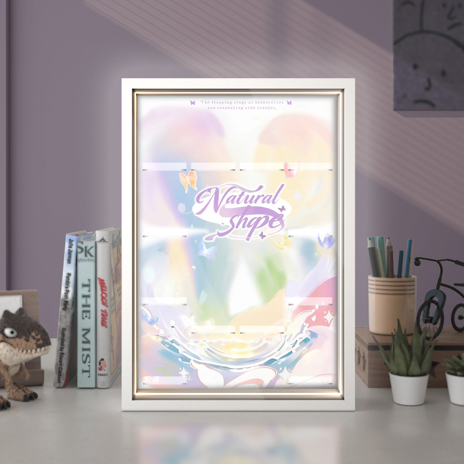 Acrylic Display Frame with LED Lights for POP MART® DIMOO "Shapes in Nature Series" (Model Not Included)