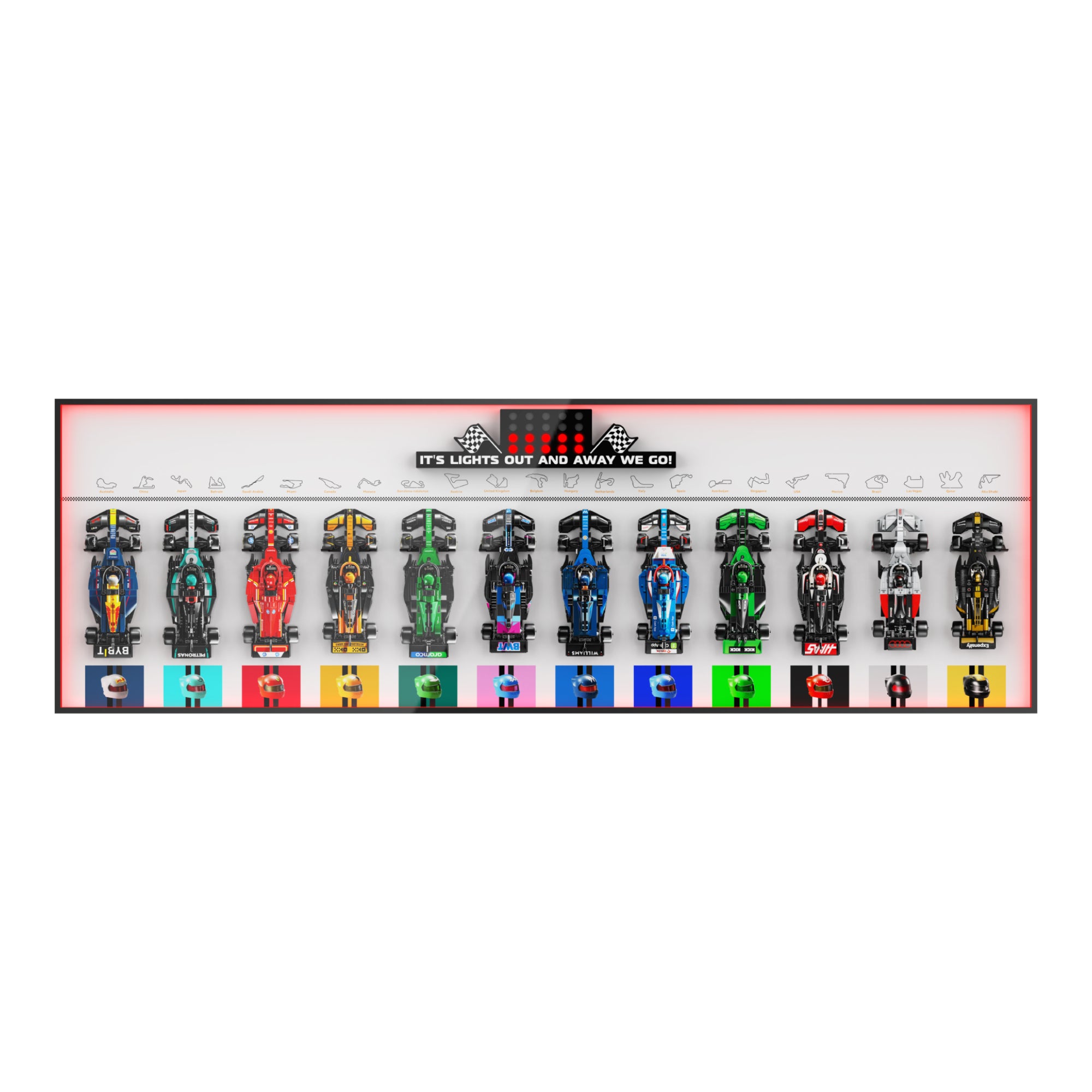 Display Wall Mount for LEGO® Speed Champions 66802 (77422-77251), 77252 & 77259 | 12 F1 Cars (LEGO® Set NOT Included)