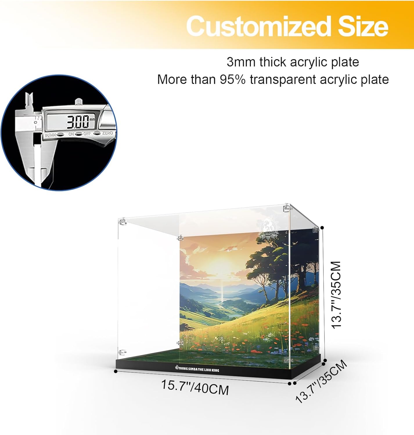 Acrylic Display Case for Lego Disney 43247 Young Simba the Lion King (Lego set Not Included)