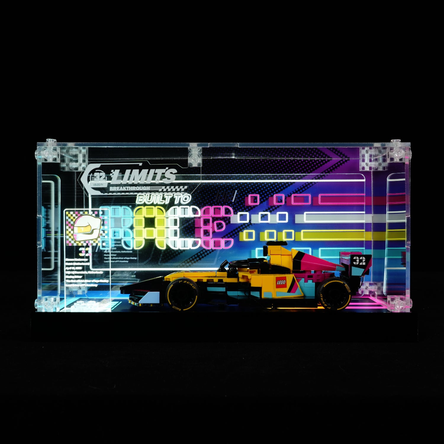 LED Light Acrylic Display Case for LEGO® Speed Champions 77258 F1 ACADEMY™ Race Car (LEGO® Set Not Included)