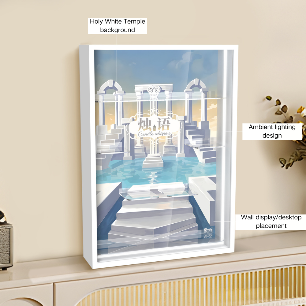 White LED Acrylic Display Frame for POP MART® CHAKA "Candle Whisper Series Figures" (Model Not Included)