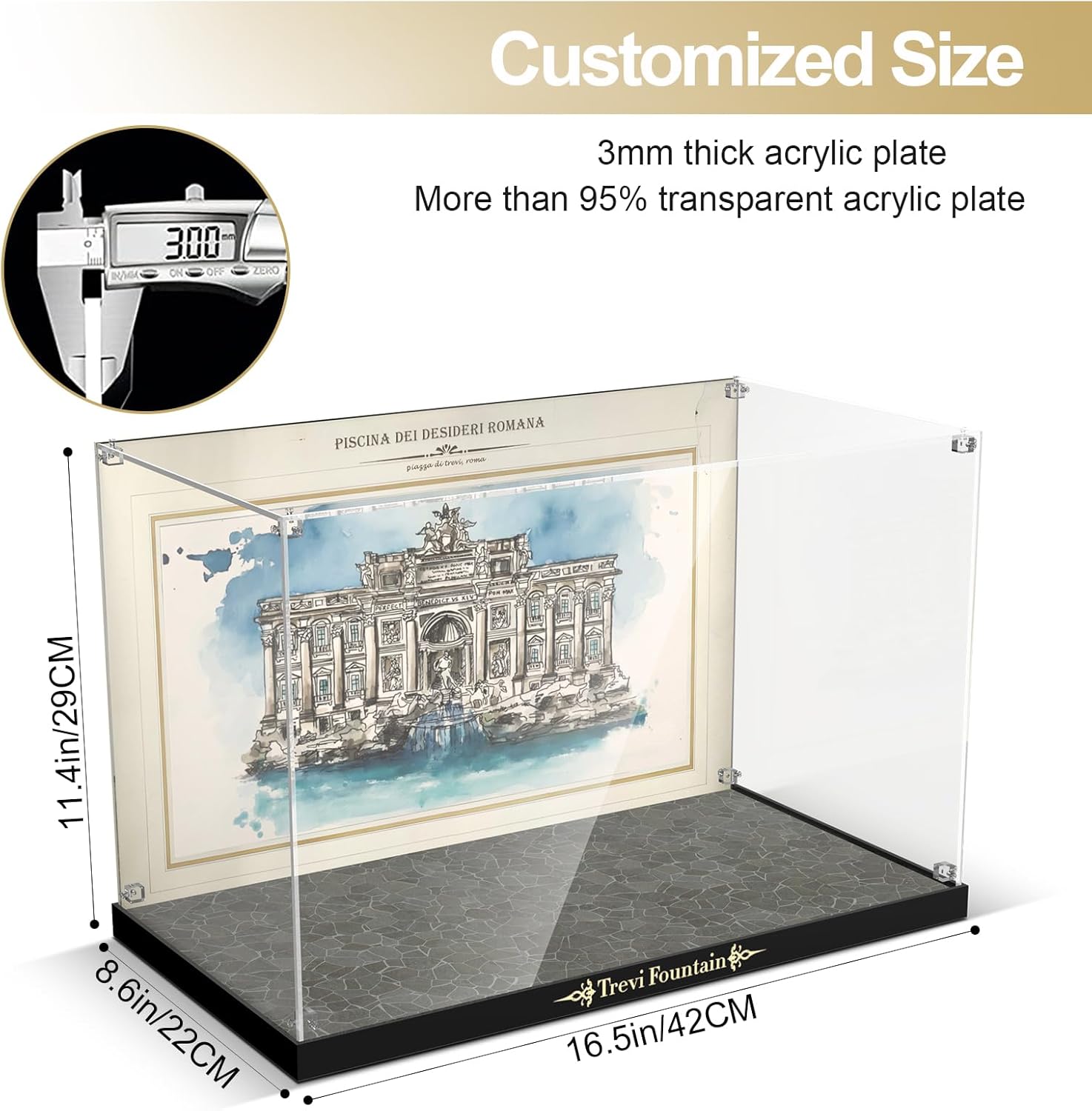 Acrylic Display Case for Lego Trevi Fountain 21062 (Lego Set NOT Include)