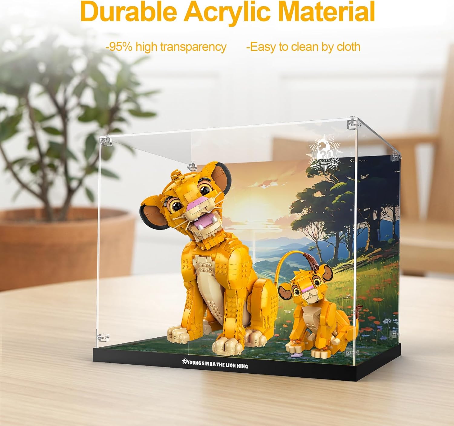 Acrylic Display Case for Lego Disney 43247 Young Simba the Lion King (Lego set Not Included)