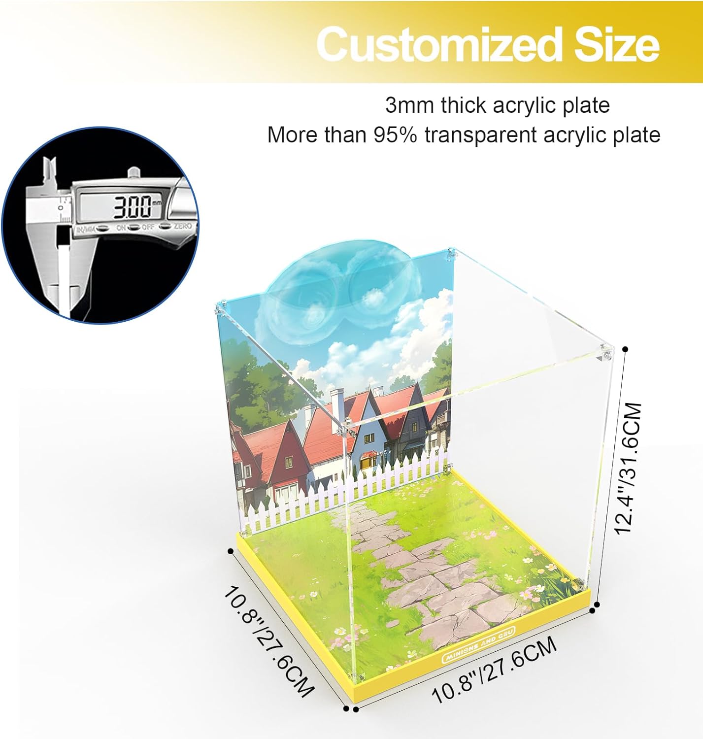 Acrylic Display Case for Lego Despicable Me 4 Minions and Gru's Family Mansion - Display Box Compatible with Lego 75583 Minions Toy House and Tree Playset