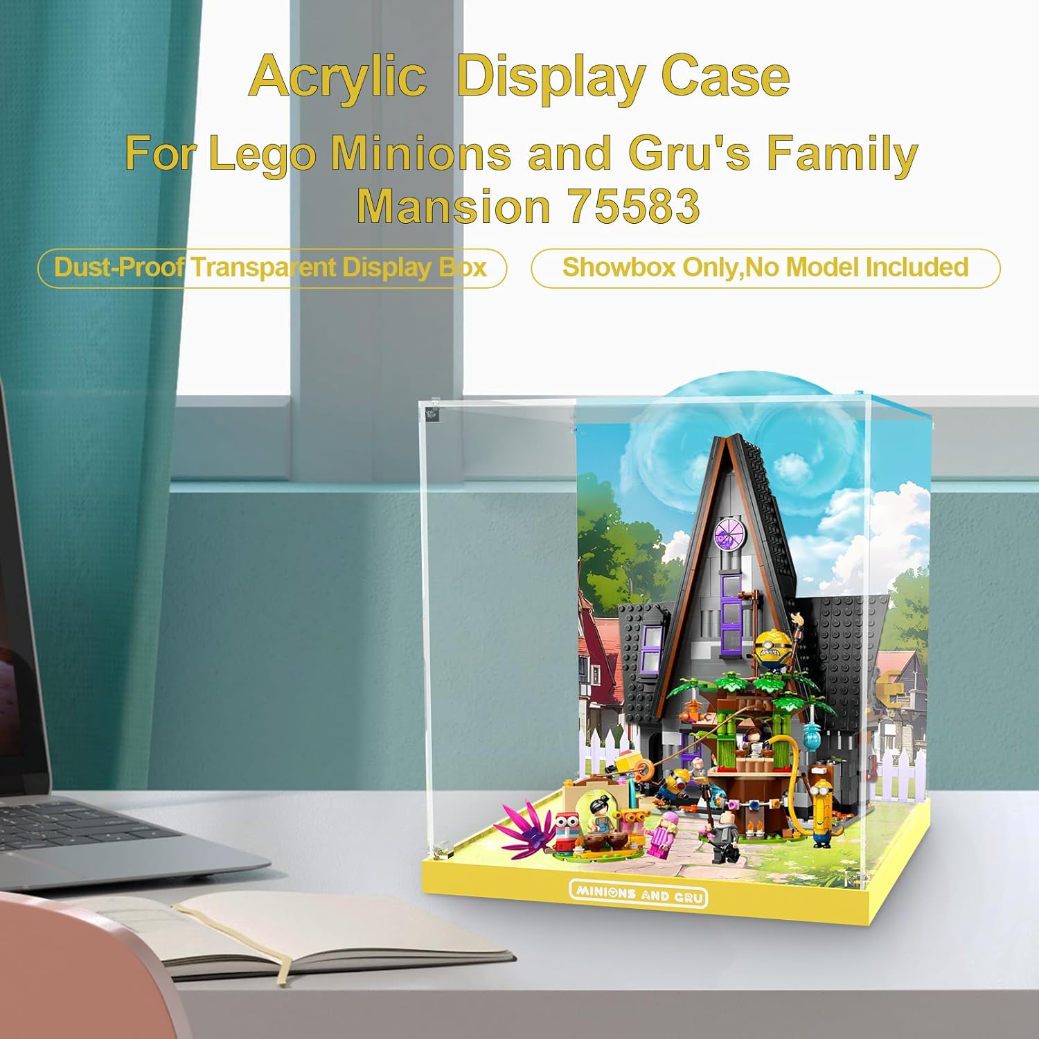 Acrylic Display Case for Lego Despicable Me 4 Minions and Gru's Family Mansion - Display Box Compatible with Lego 75583 Minions Toy House and Tree Playset