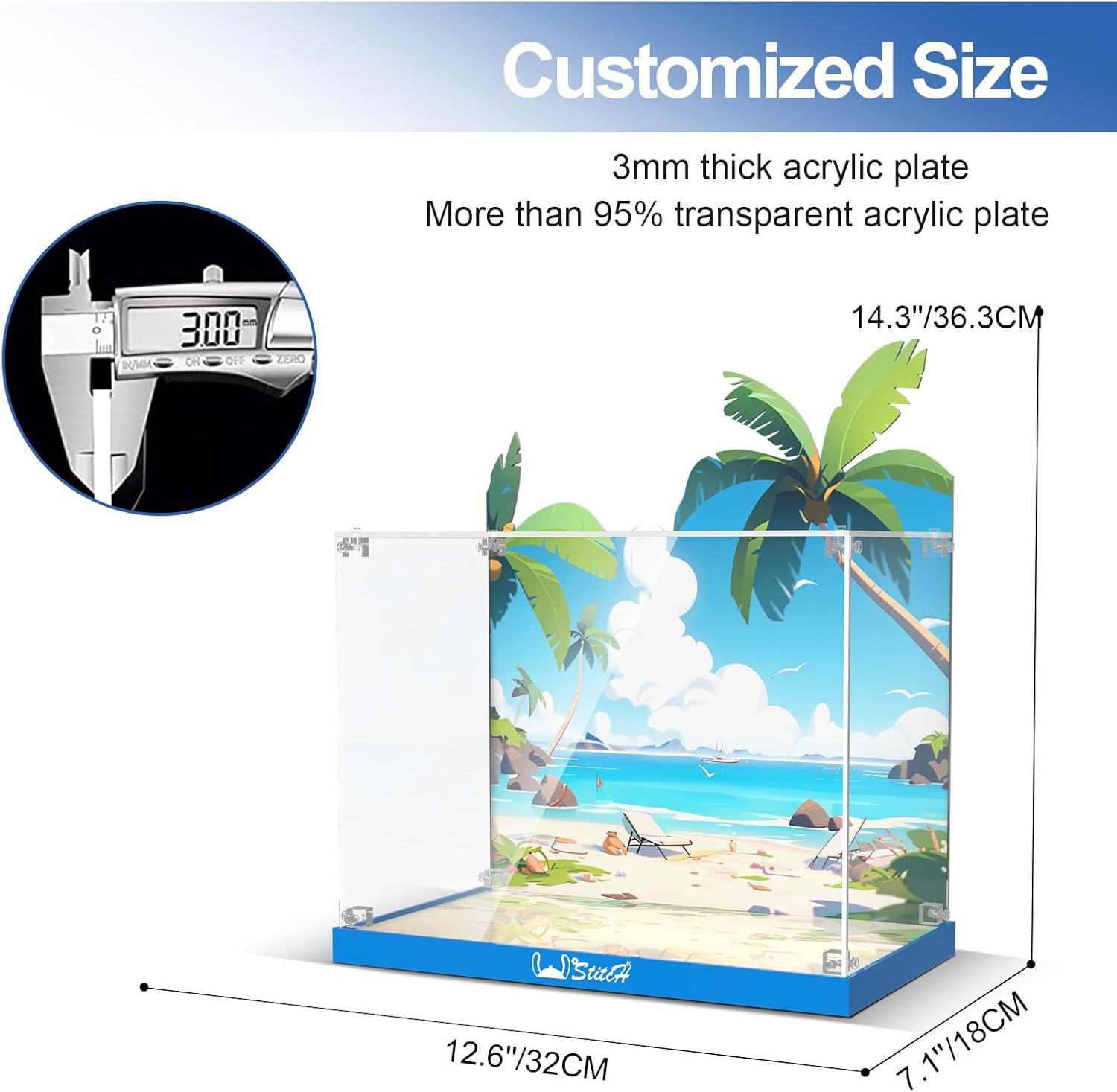 Acrylic Display Case for Lego Disney 43249 Stitch (Lego set not included).