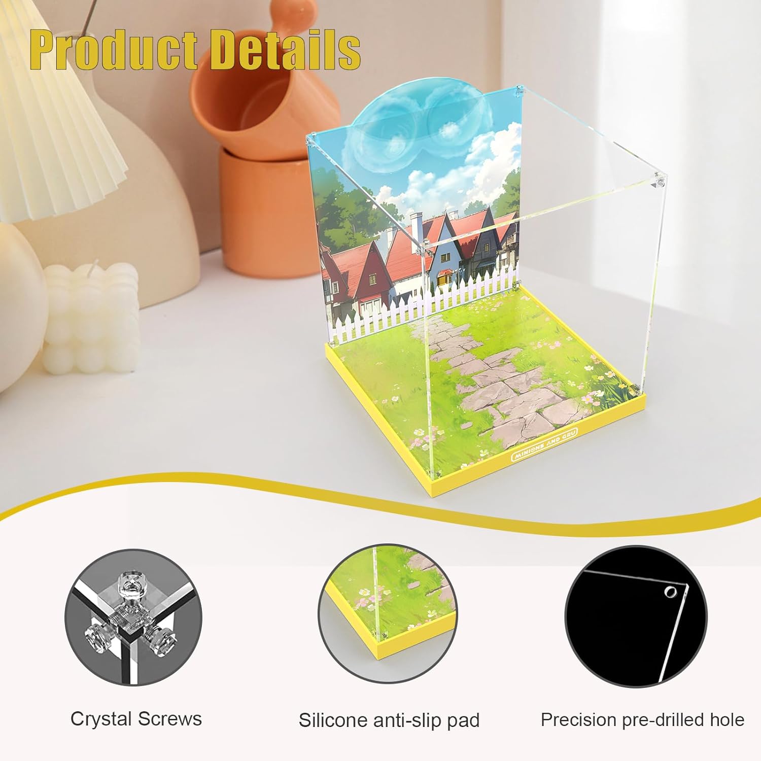 Acrylic Display Case for Lego Despicable Me 4 Minions and Gru's Family Mansion - Display Box Compatible with Lego 75583 Minions Toy House and Tree Playset
