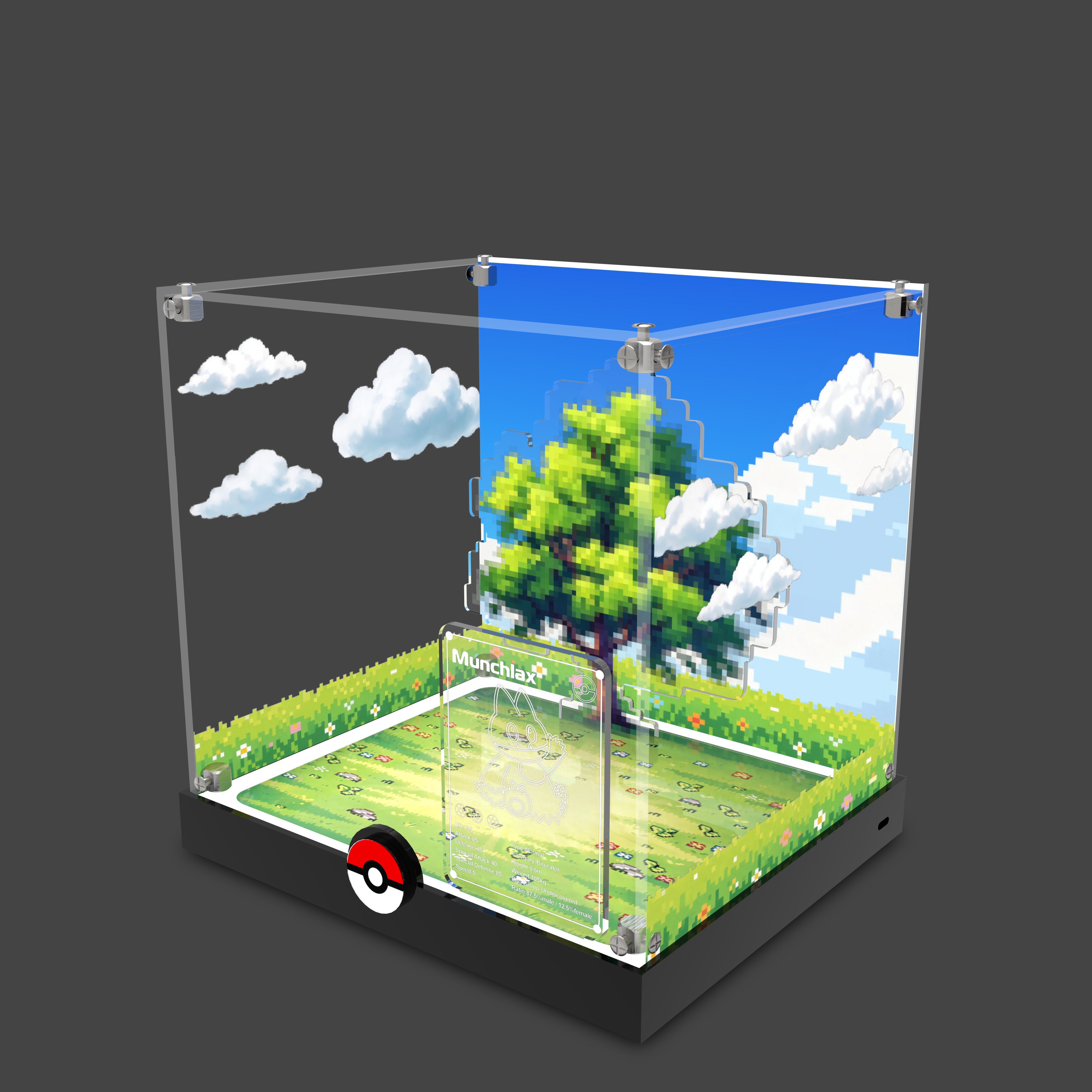 LED Light Acrylic Display Case for LEGO® Pokémon 72150 Munchlax (LEGO® Set Not Included).