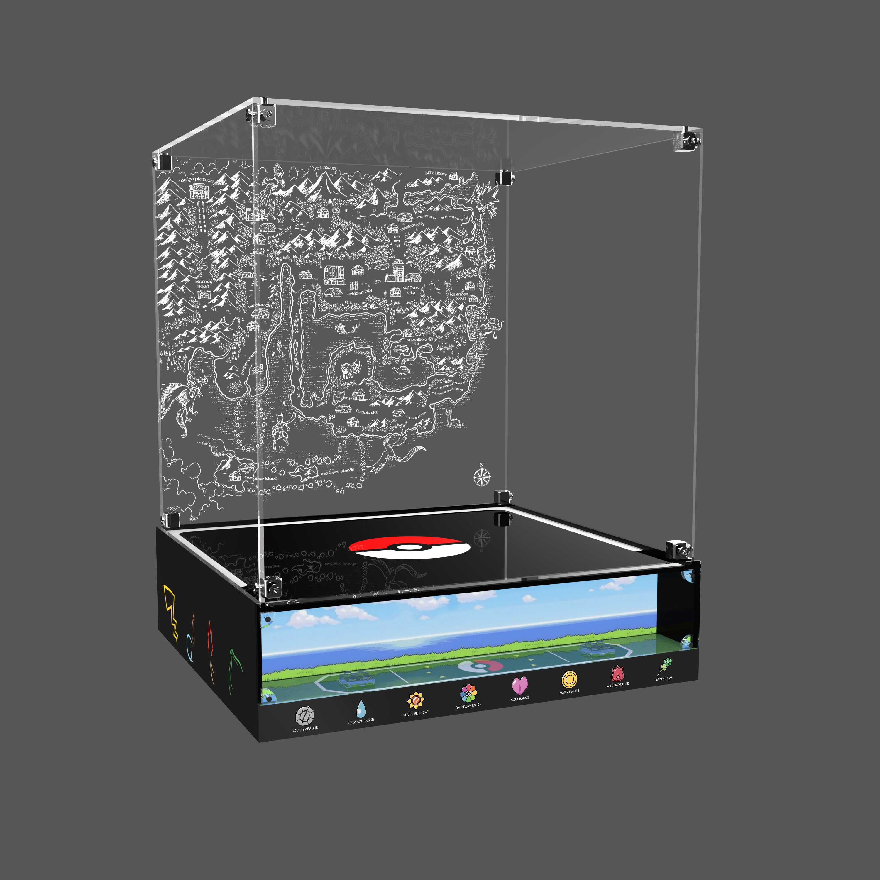 LED Light Acrylic Display Case for LEGO® Pokémon 72154 Iconic Trainer Moments Poké Ball (LEGO® Set Not Included)