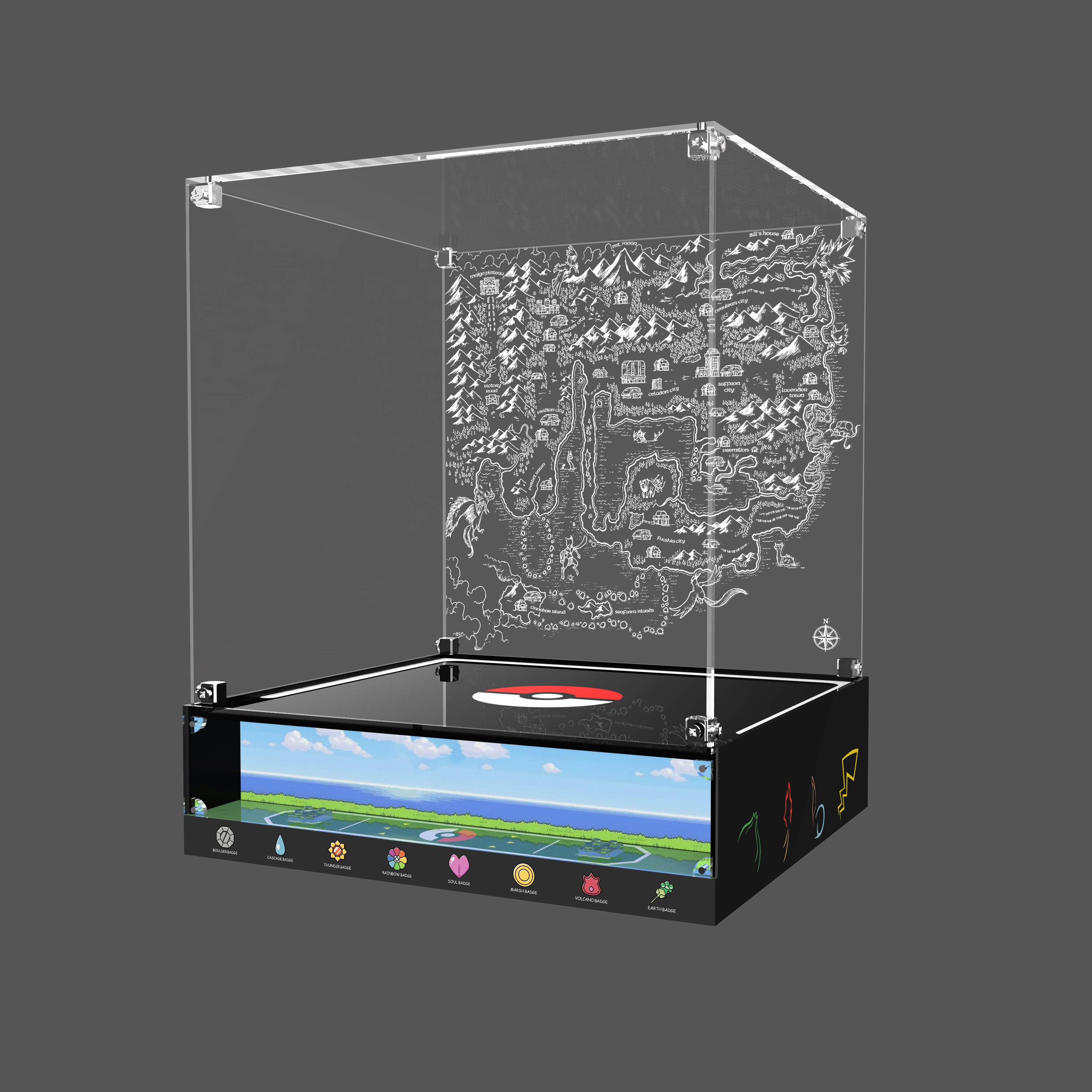 LED Light Acrylic Display Case for LEGO® Pokémon 72154 Iconic Trainer Moments Poké Ball (LEGO® Set Not Included)