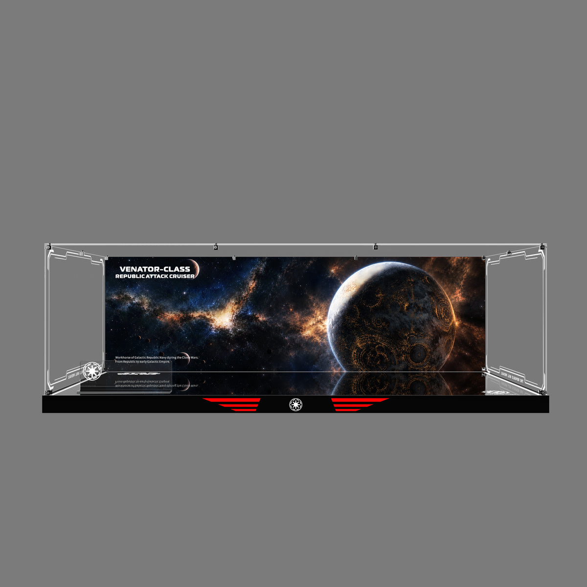 LED Light Acrylic Display Case for  LEGO® Star Wars™ 75367 Venator-Class Republic Attack Cruiser™ (LEGO® Set Not Included)