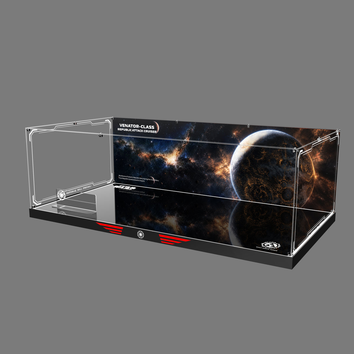 LED Light Acrylic Display Case for  LEGO® Star Wars™ 75367 Venator-Class Republic Attack Cruiser™ (LEGO® Set Not Included)