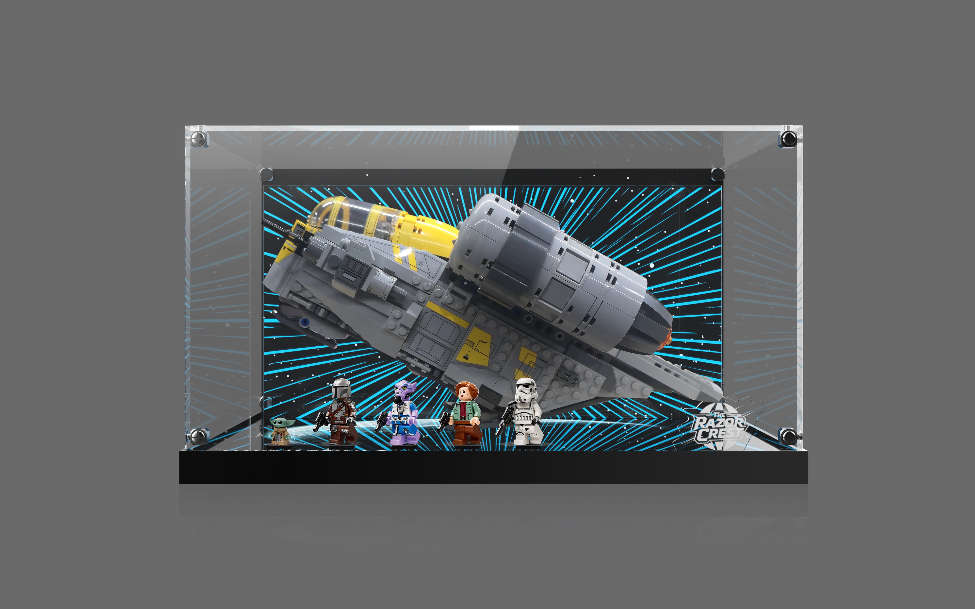 LED Light Acrylic Display Case for LEGO® Star Wars™ 75447 The Razor Crest™ (LEGO® Set NOT Include)