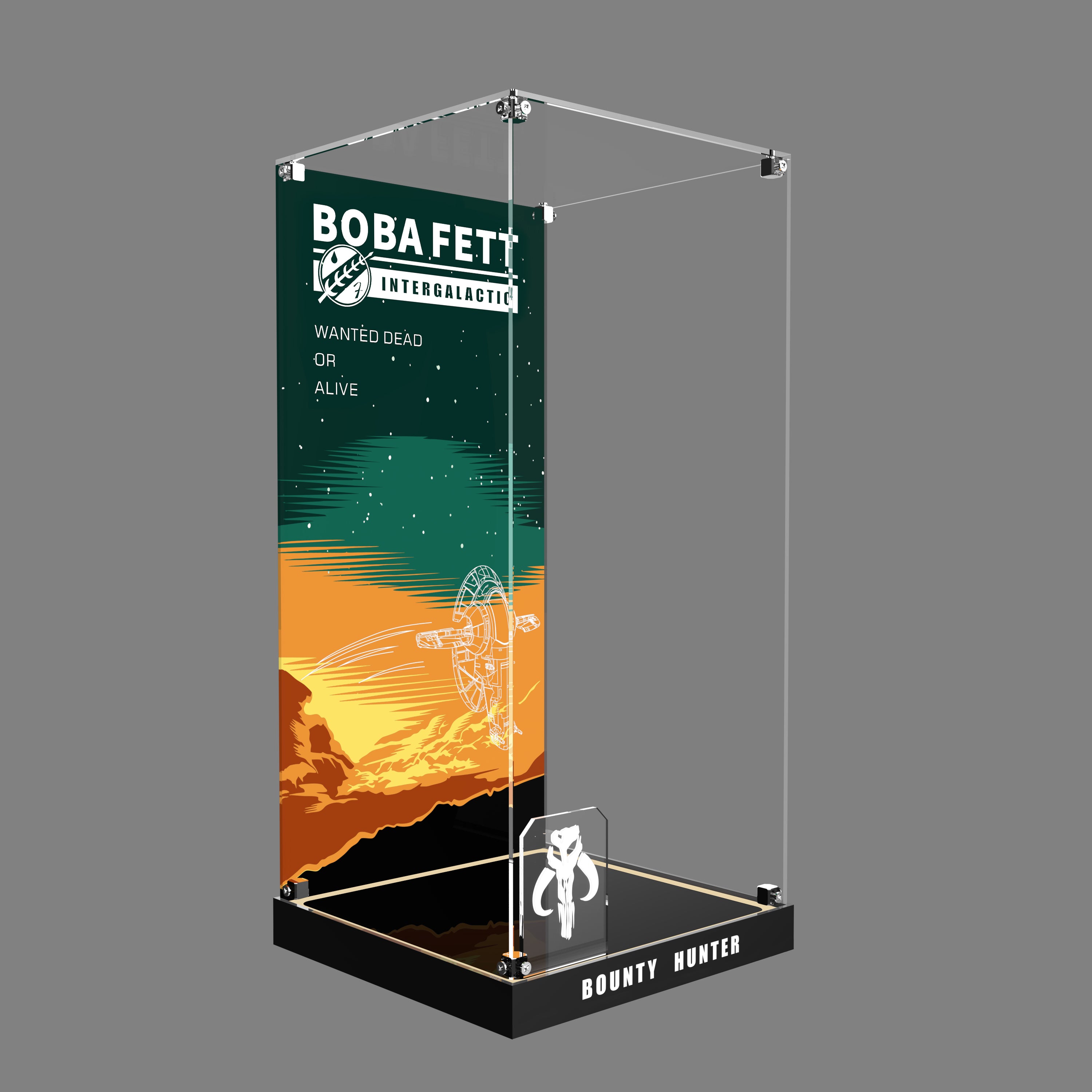 LED Light Acrylic Display Case for LEGO® Star Wars™ 75455 Boba Fett™ (LEGO® Set NOT Included)