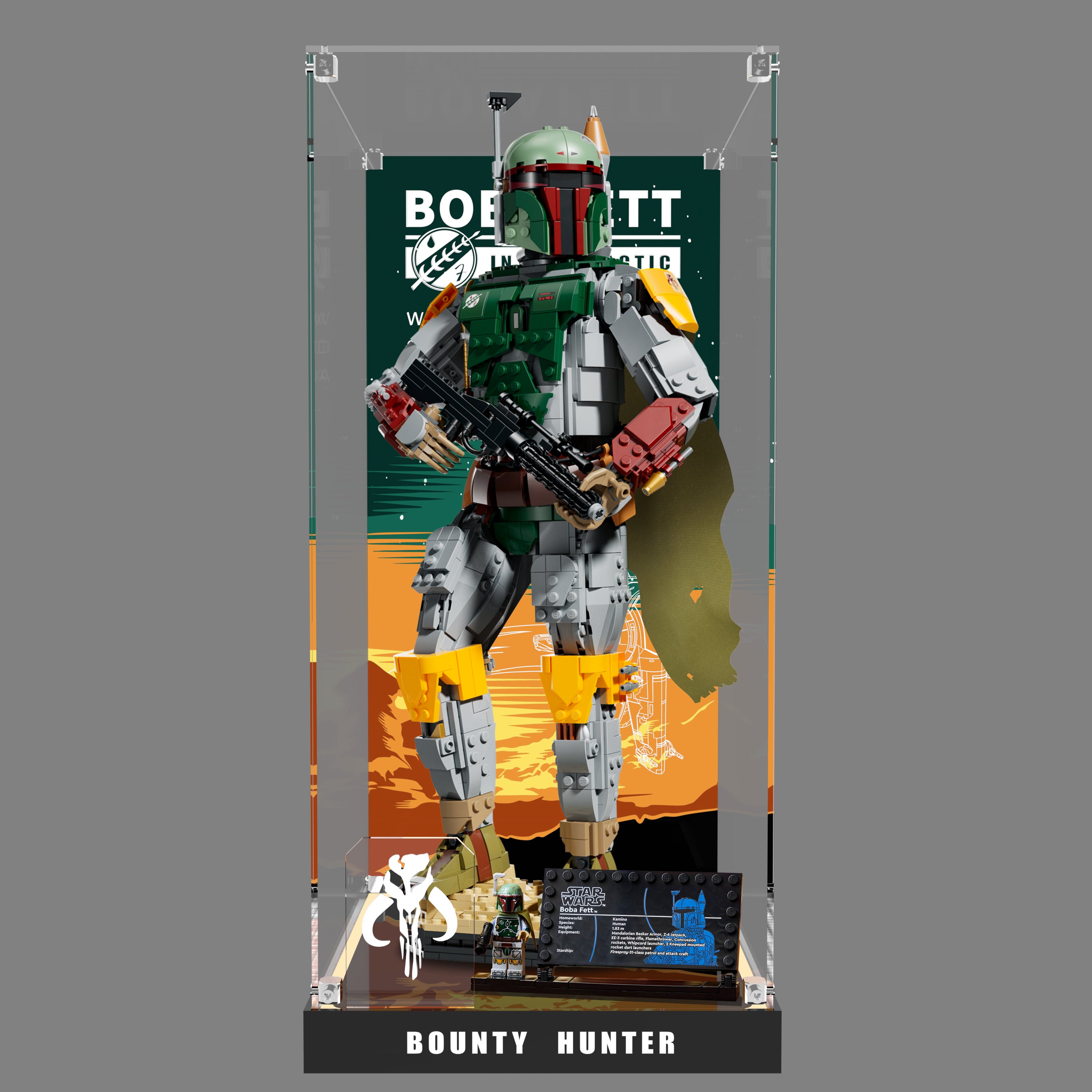 LED Light Acrylic Display Case for LEGO® Star Wars™ 75455 Boba Fett™ (LEGO® Set NOT Included)