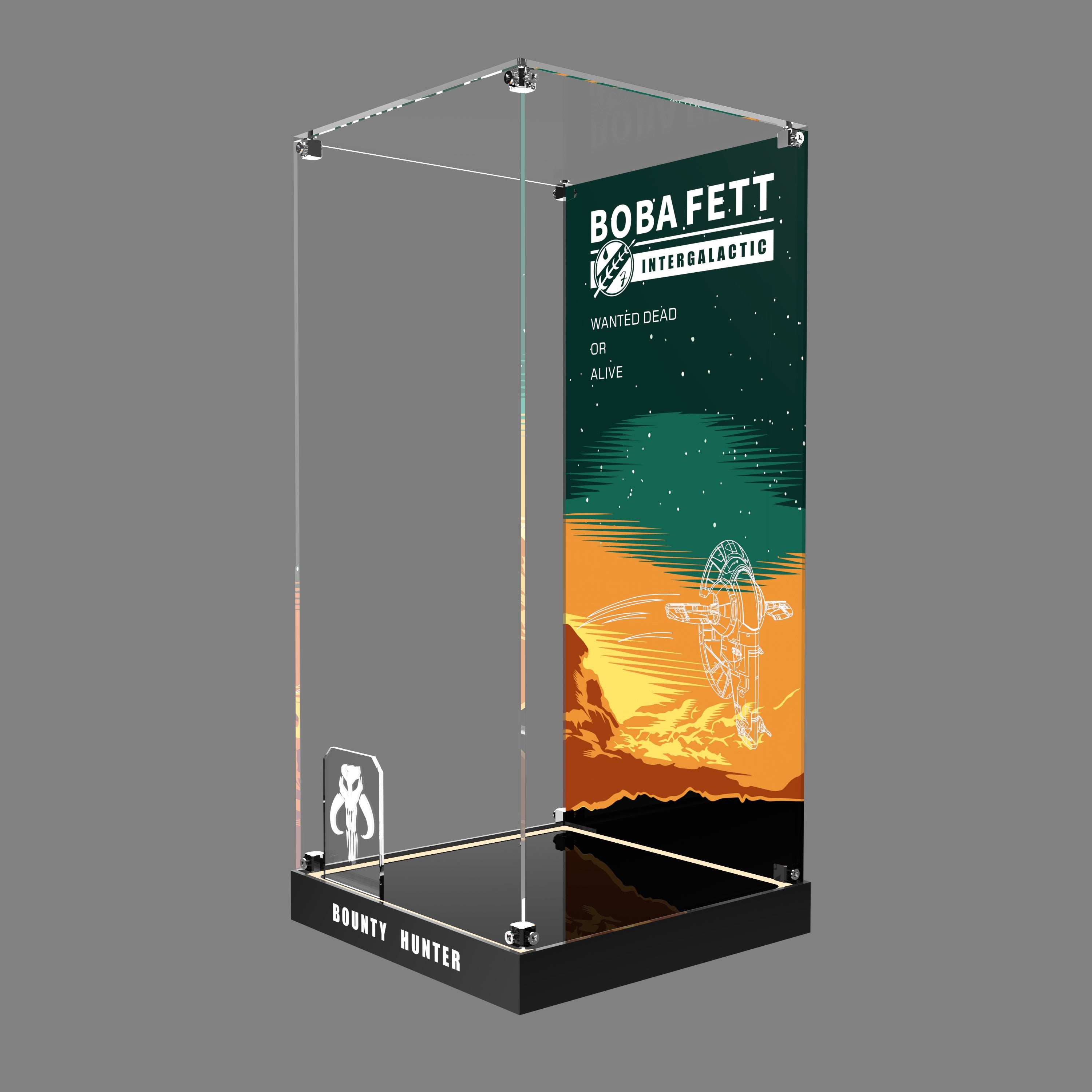 LED Light Acrylic Display Case for LEGO® Star Wars™ 75455 Boba Fett™ (LEGO® Set NOT Included)