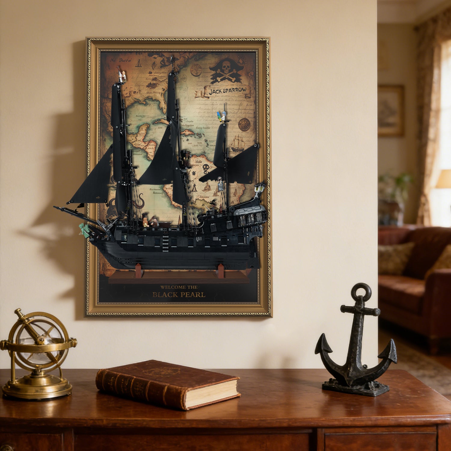 Display Wall Mount for LEGO® Icons 10365 Captain Jack Sparrow's Pirate Ship ( LEGO® Set Not Included)