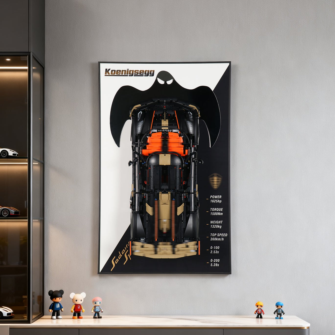 Acrylic Display Wall Mount for Technic 42232 Koenigsegg Sadair's Spear Megacar (LEGO® Set Not Included).