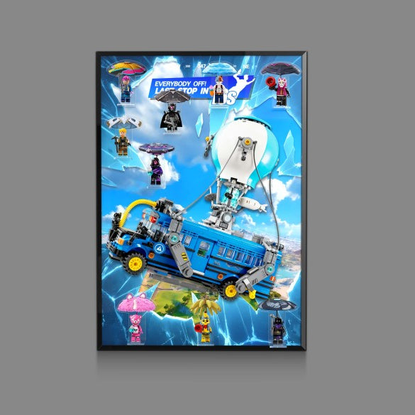 pre-order Acrylic Display Wall Mount for LEGO® Fortnite 77073 Battle Bus (LEGO set Not Included).