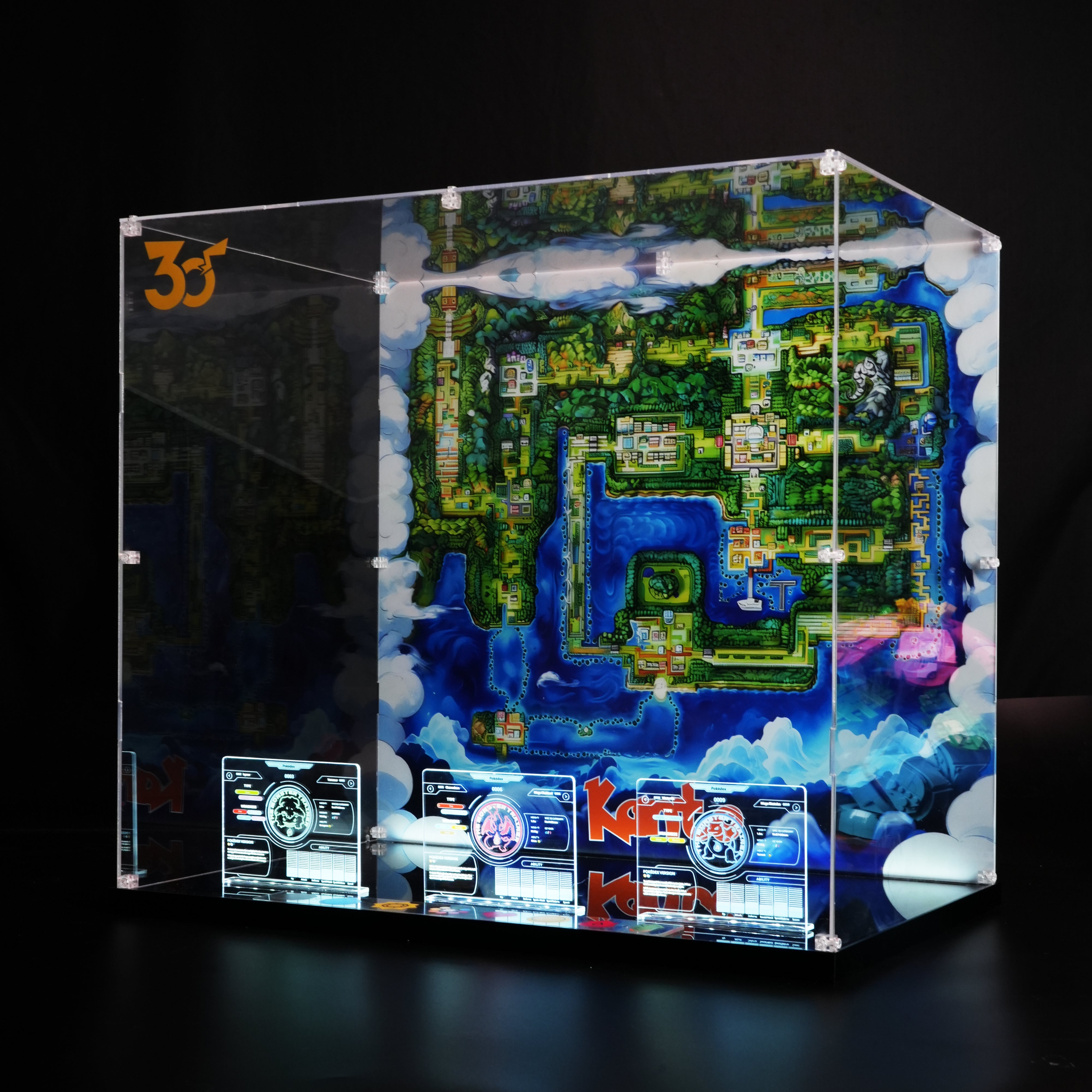 LED Light Acrylic Display Case for LEGO® Pokémon 72153 Venusaur, Charizard and Blastoise (LEGO® Set NOT Include)