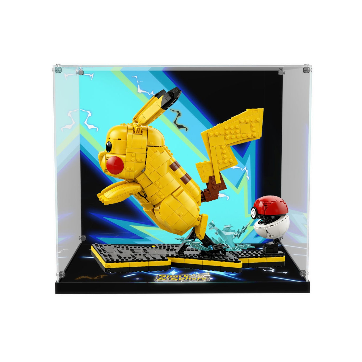 LED Light Acrylic Display Case for LEGO® Pokémon 72152 Pikachu and Poké Ball (LEGO® Set NOT Include)