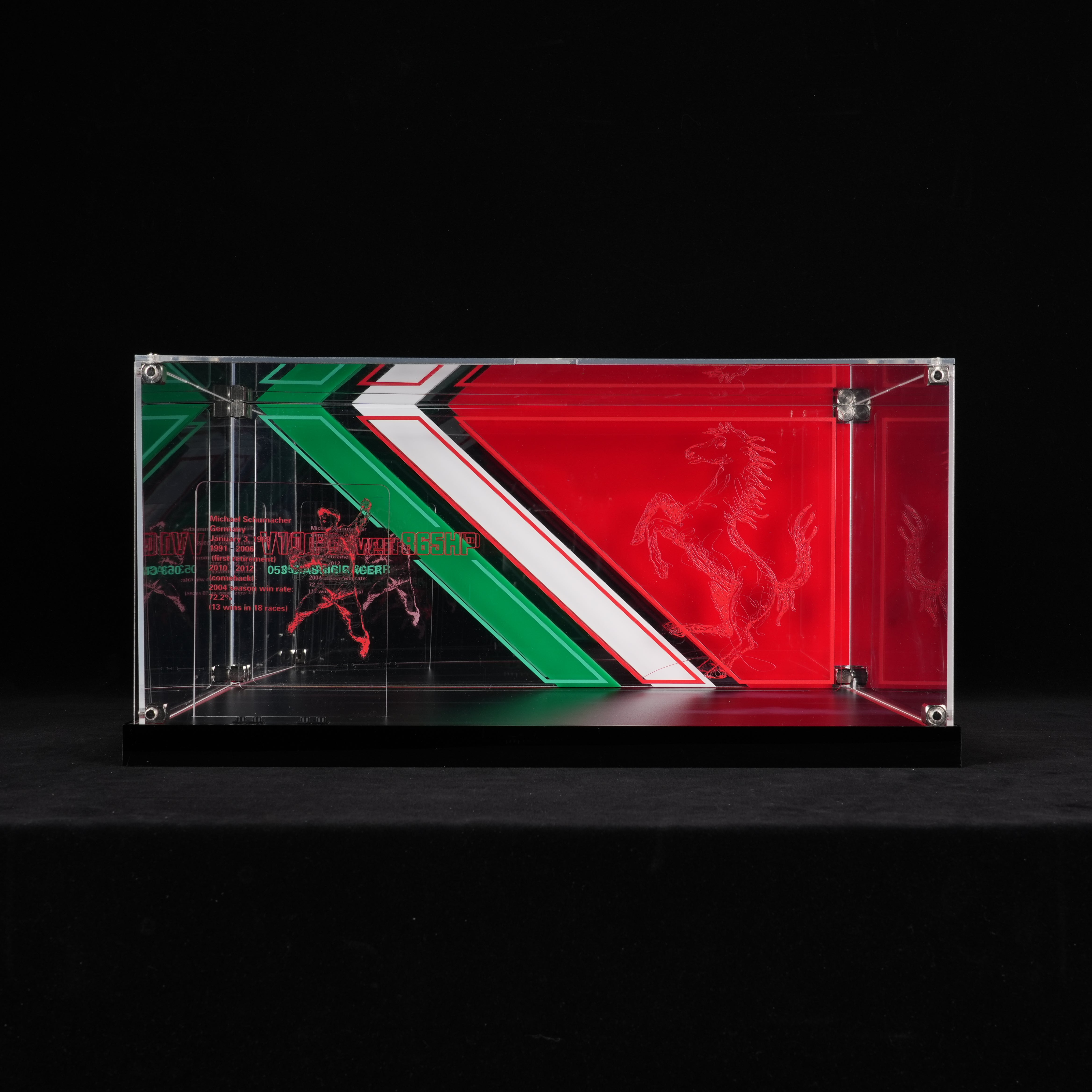 LED Light Acrylic Display Case for LEGO® Icons 11375 Ferrari F2004 F1 Car & Michael Schumacher (LEGO® Set NOT Include)