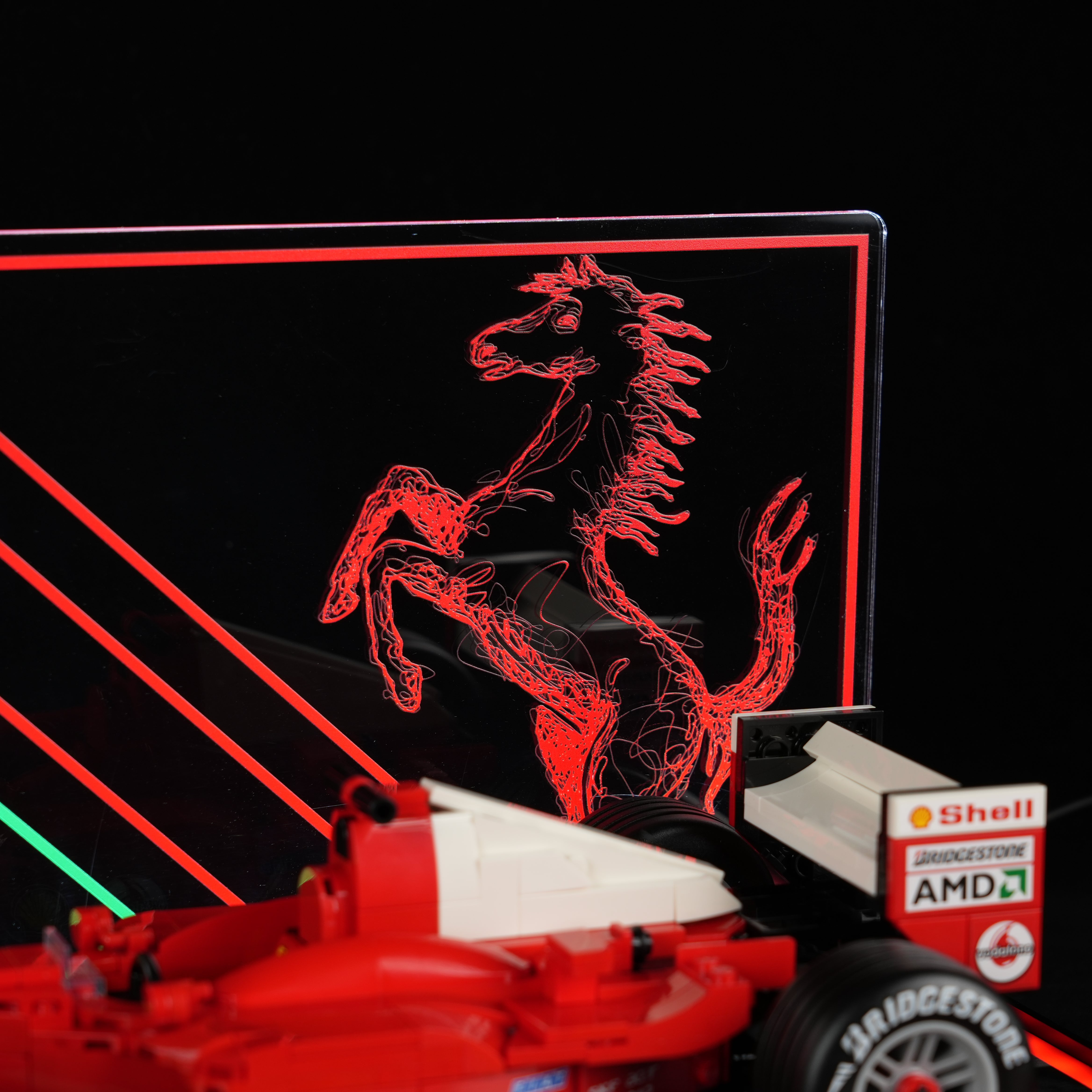 LED Light Acrylic Display Case for LEGO® Icons 11375 Ferrari F2004 F1 Car & Michael Schumacher (LEGO® Set NOT Include)