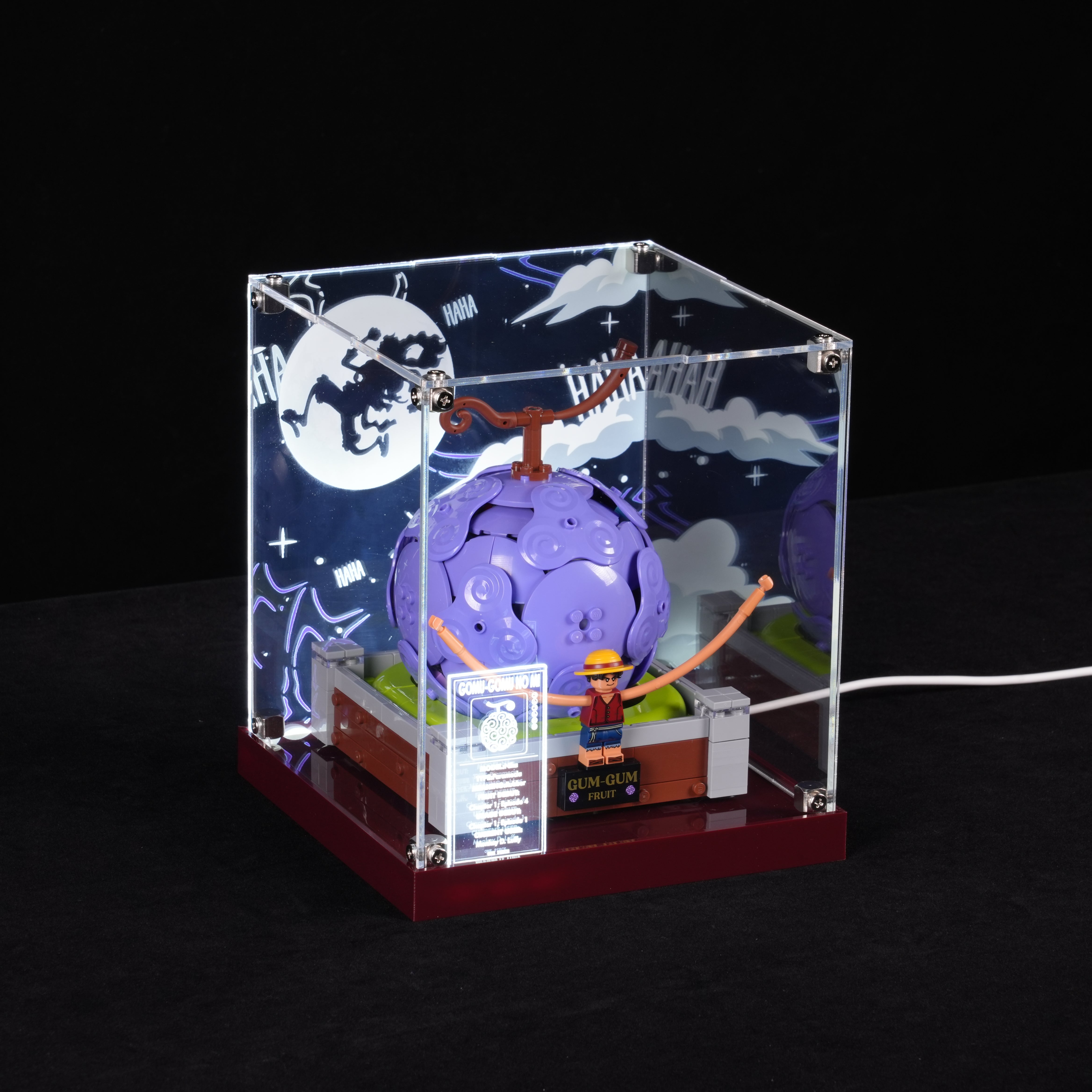 LED Light Acrylic Display Case for LEGO® One Piece 75647 Gum-Gum Fruit (LEGO® Set NOT Include)