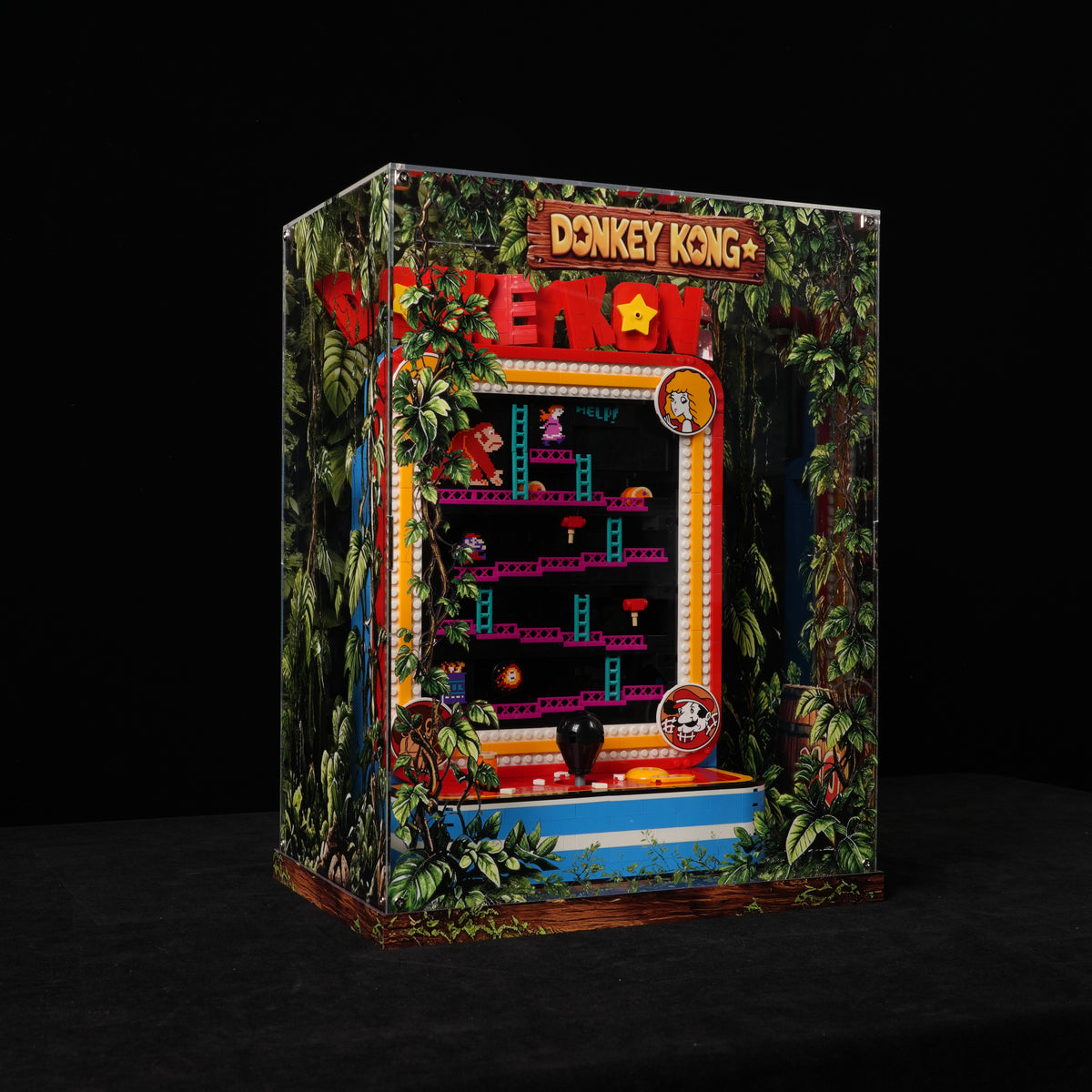 Acrylic Display Case for LEGO® Super Mario™ 72051 Donkey Kong™ Arcade (LEGO® Set Not Included)