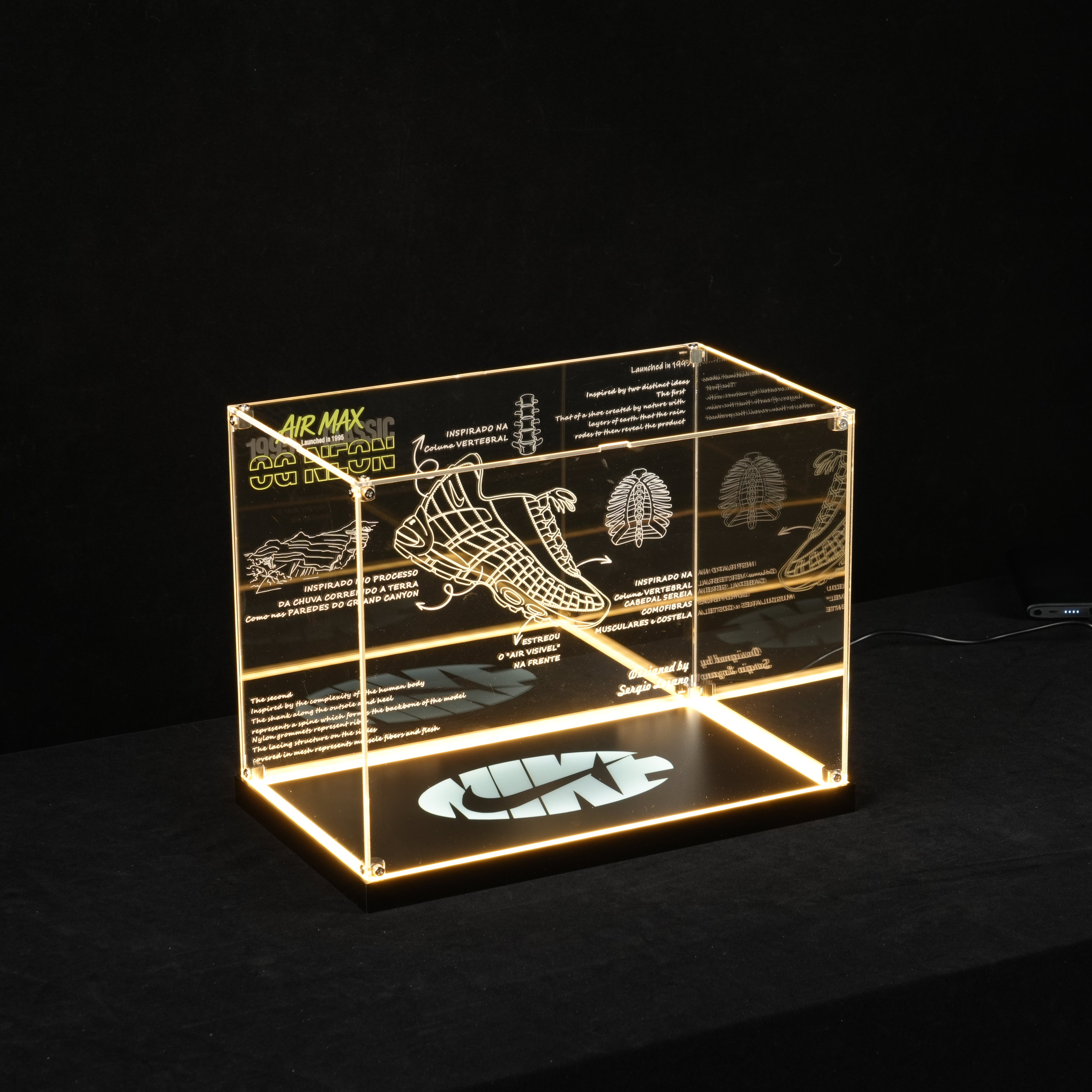 LED Light Acrylic Display Case for LEGO® Nike 43025 Nike Air Max 95 (LEGO® Set NOT Include)