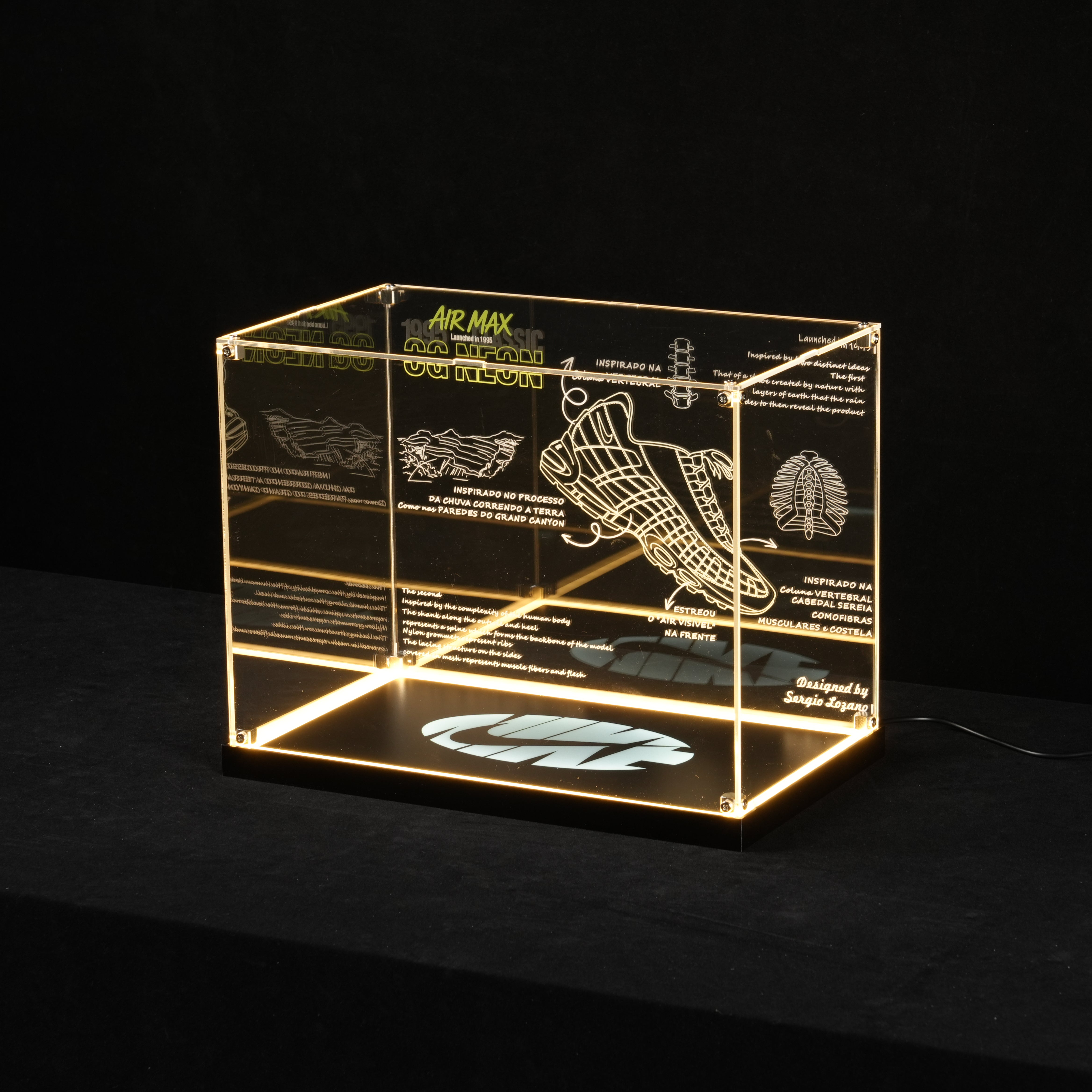 LED Light Acrylic Display Case for LEGO® Nike 43025 Nike Air Max 95 (LEGO® Set NOT Include)