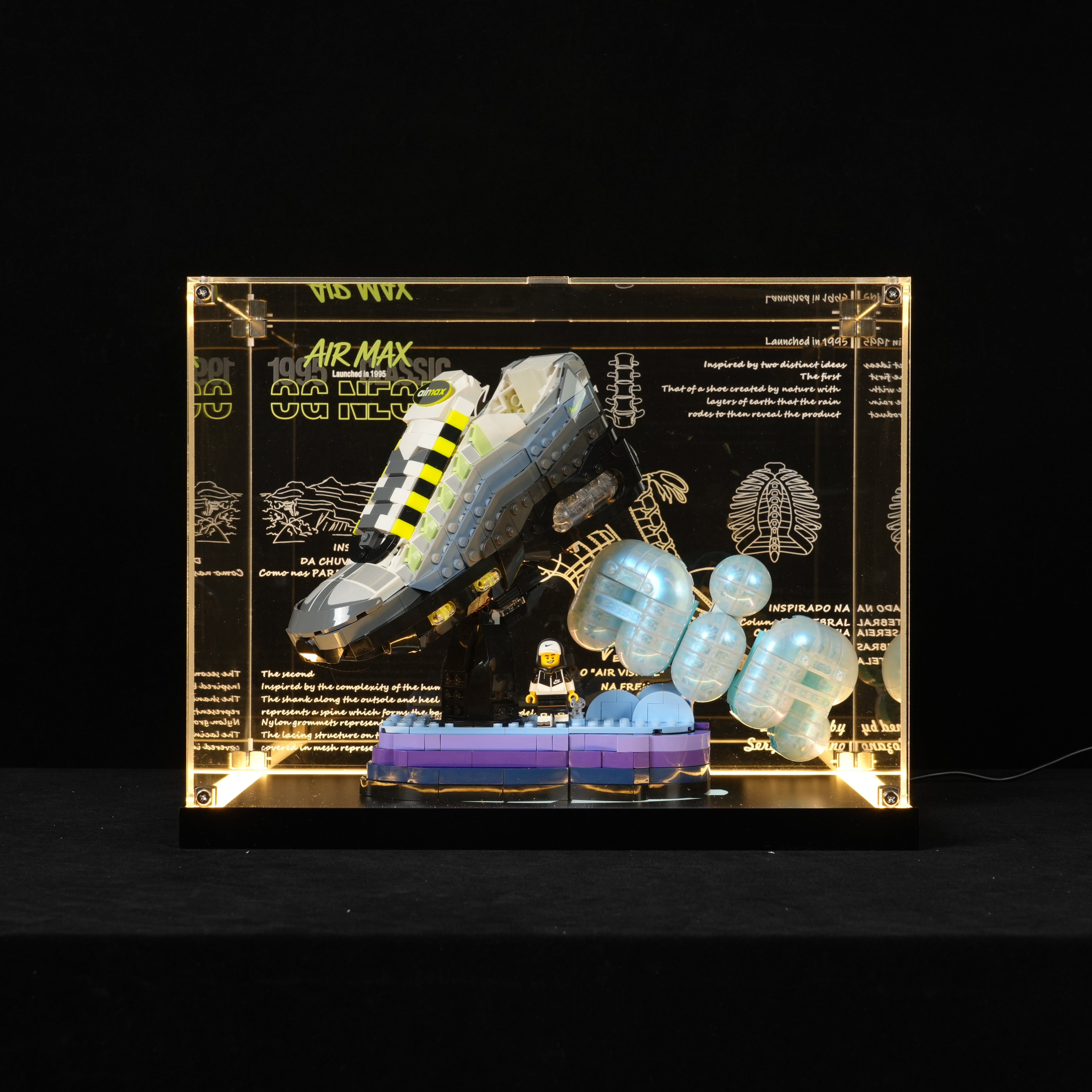 LED Light Acrylic Display Case for LEGO® Nike 43025 Nike Air Max 95 (LEGO® Set NOT Include)