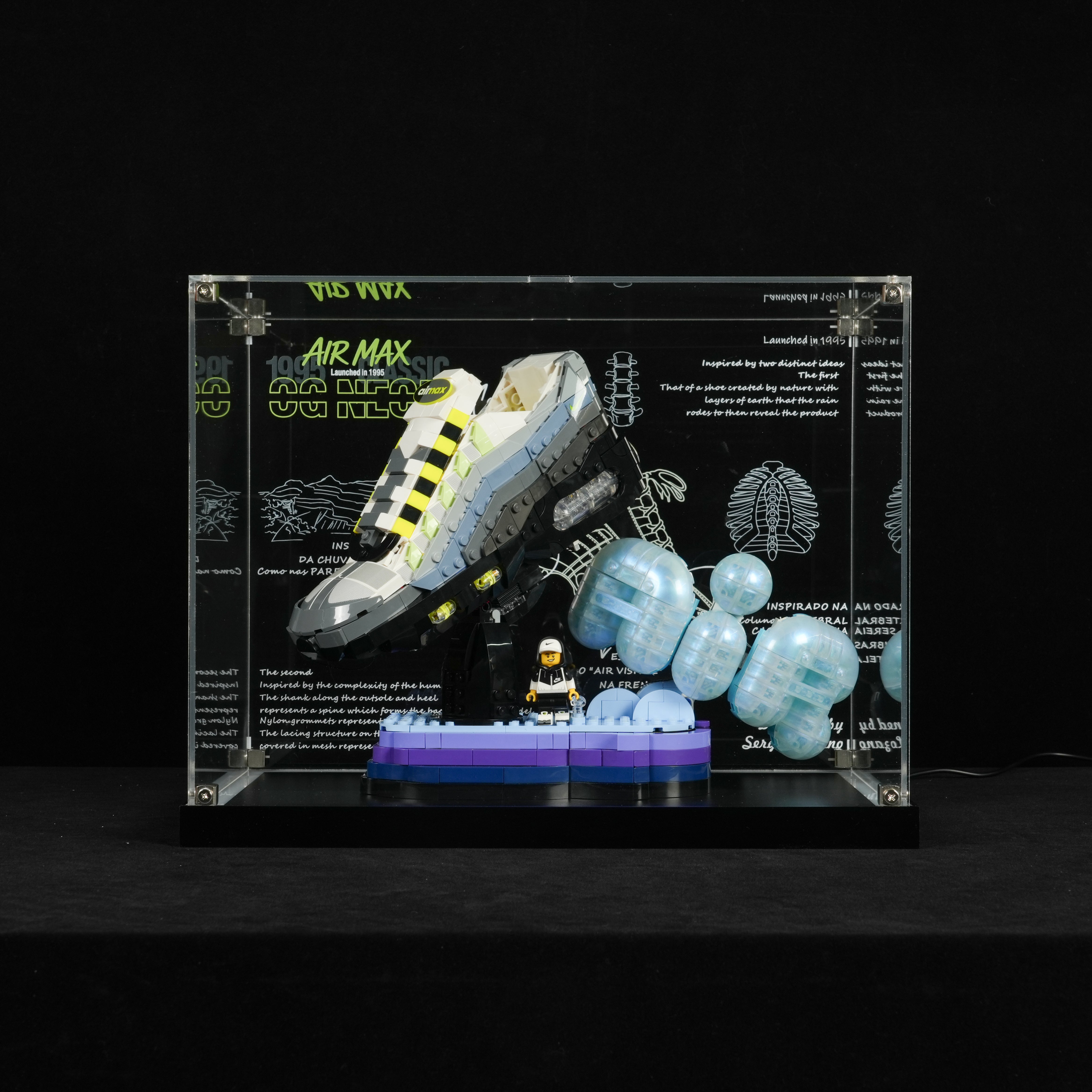 LED Light Acrylic Display Case for LEGO® Nike 43025 Nike Air Max 95 (LEGO® Set NOT Include)