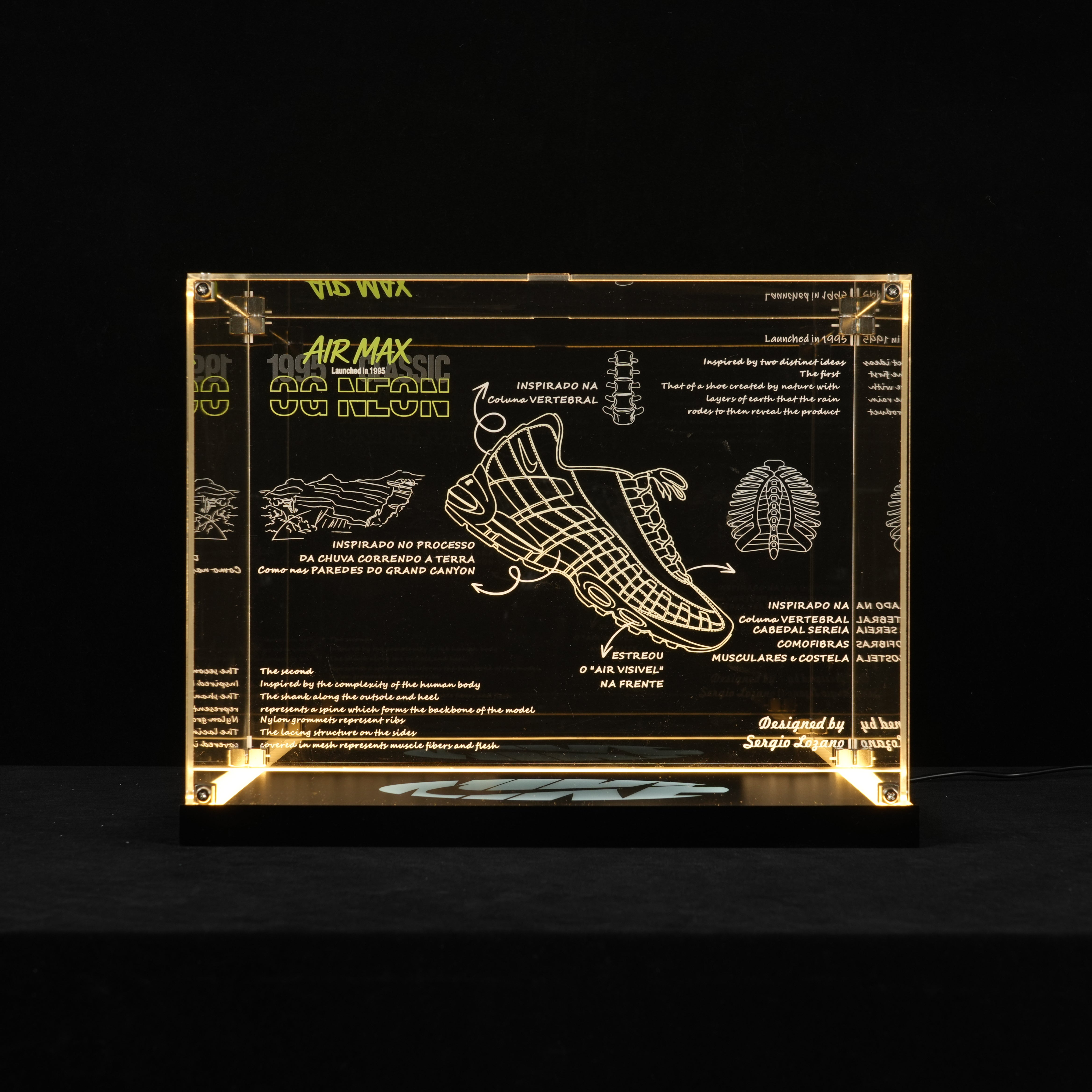 LED Light Acrylic Display Case for LEGO® Nike 43025 Nike Air Max 95 (LEGO® Set NOT Include)