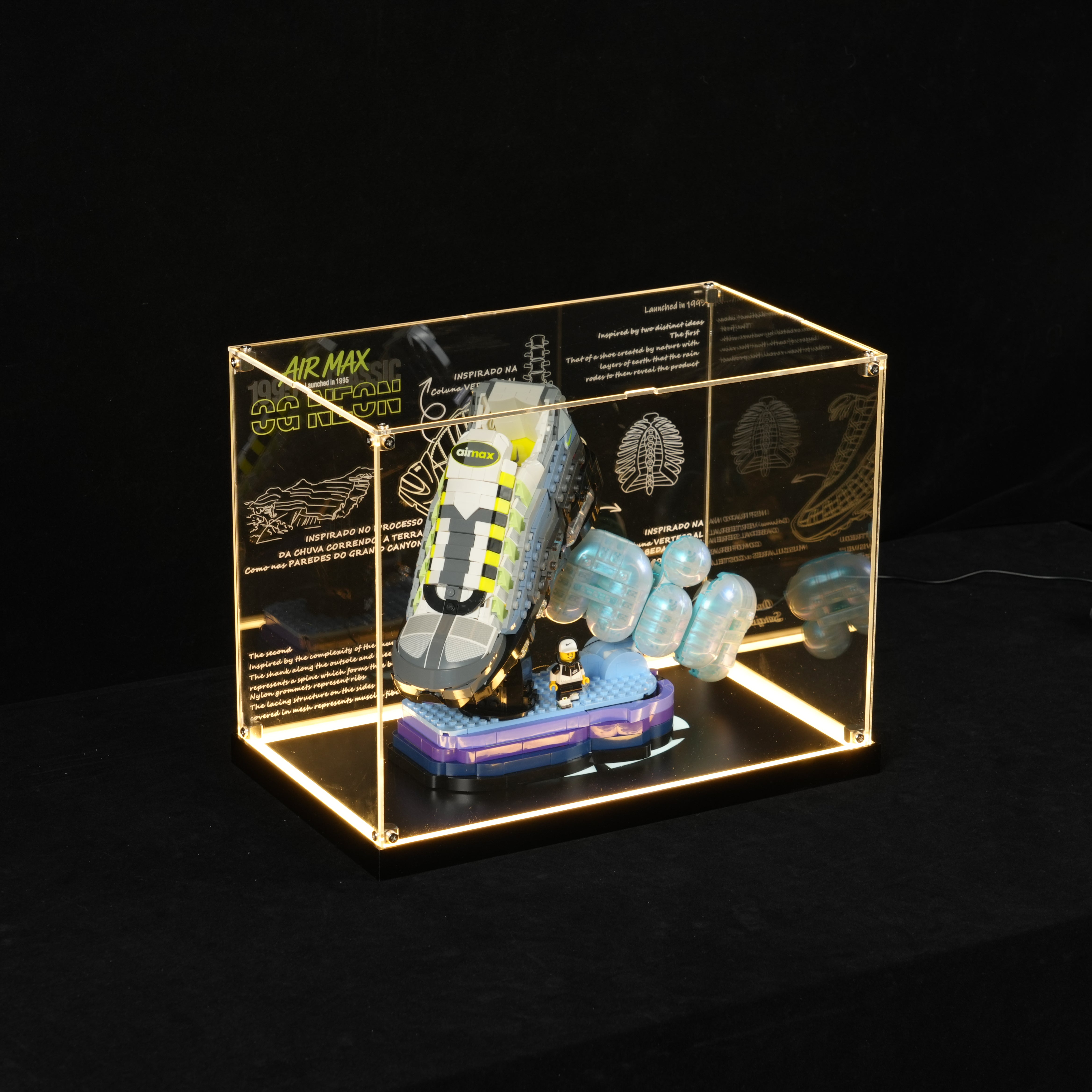 LED Light Acrylic Display Case for LEGO® Nike 43025 Nike Air Max 95 (LEGO® Set NOT Include)