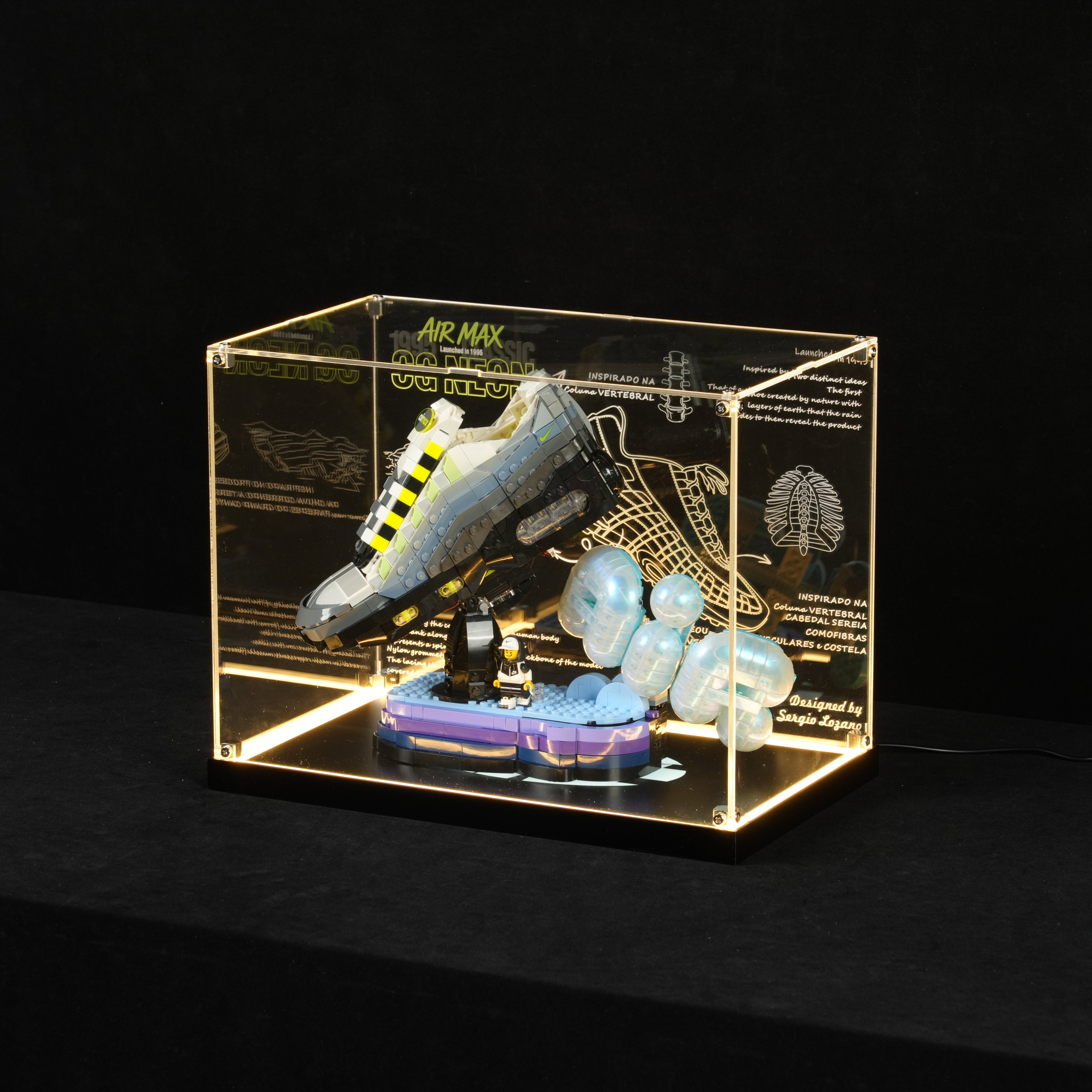 LED Light Acrylic Display Case for LEGO® Nike 43025 Nike Air Max 95 (LEGO® Set NOT Include)
