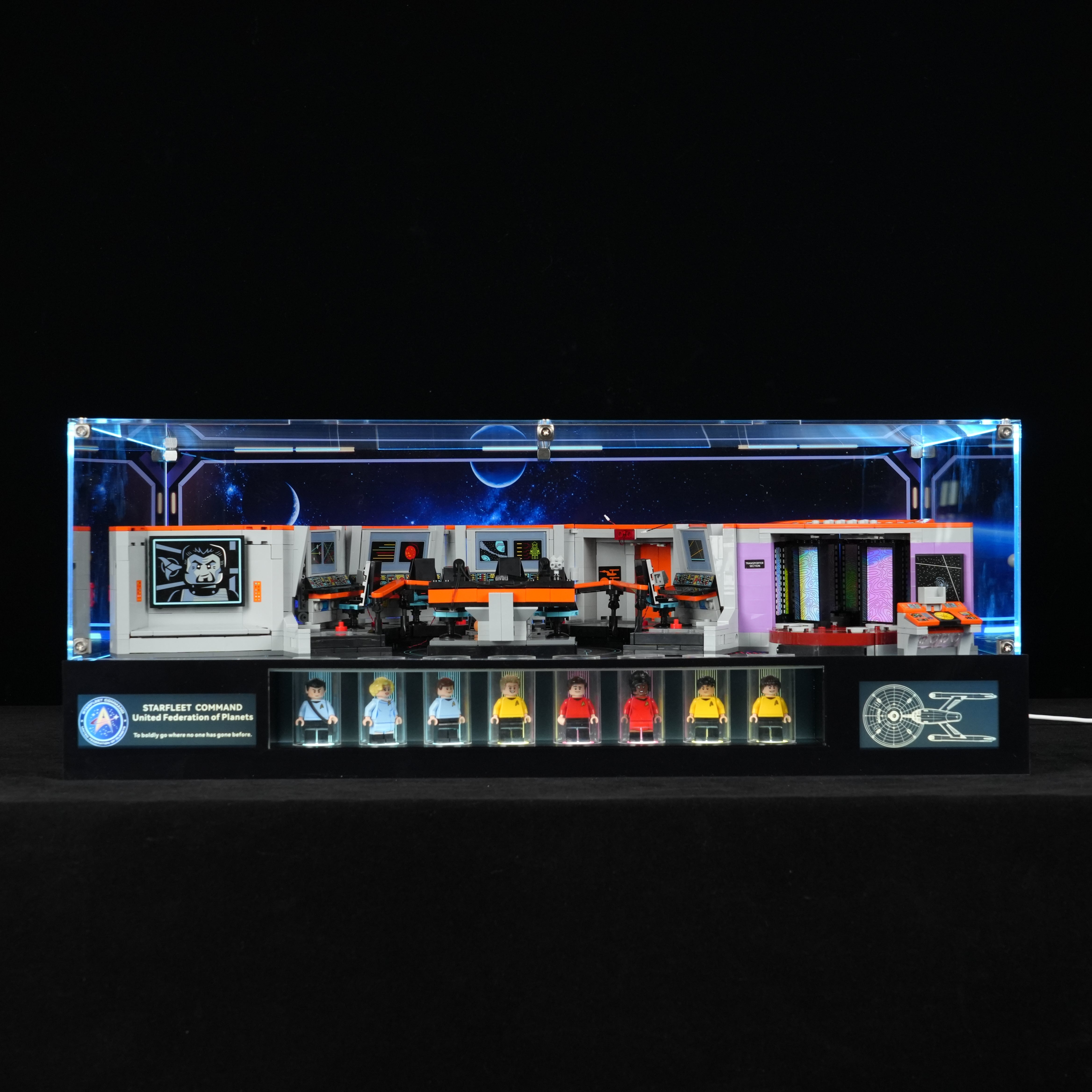 LED Light Acrylic Display Case for LEGO® Icons 11385 Star Trek: U.S.S. Enterprise NCC-1701™ Bridge (LEGO® Set NOT Included)